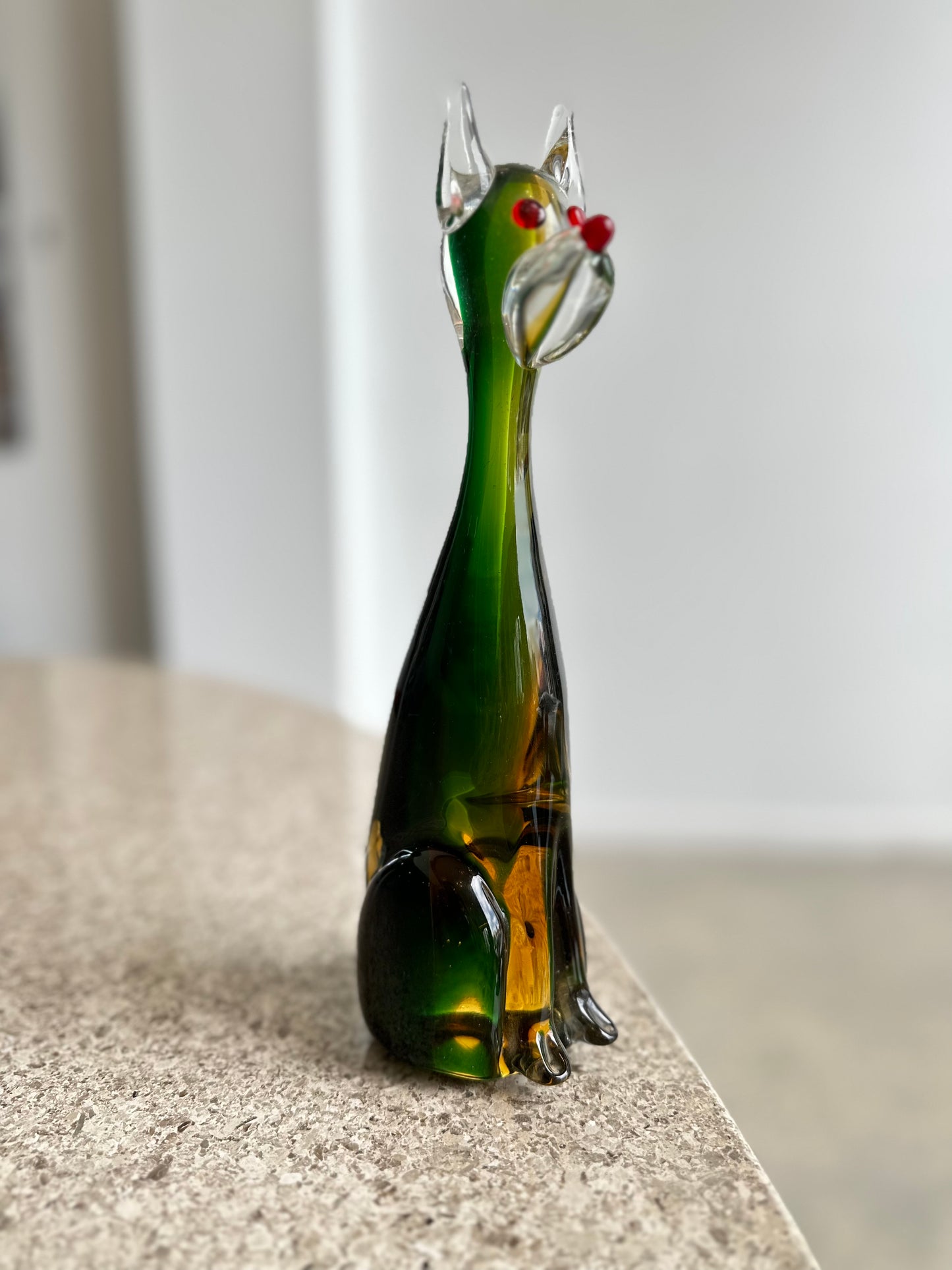 Murano Green Glass Dog Sculpture, 1960s