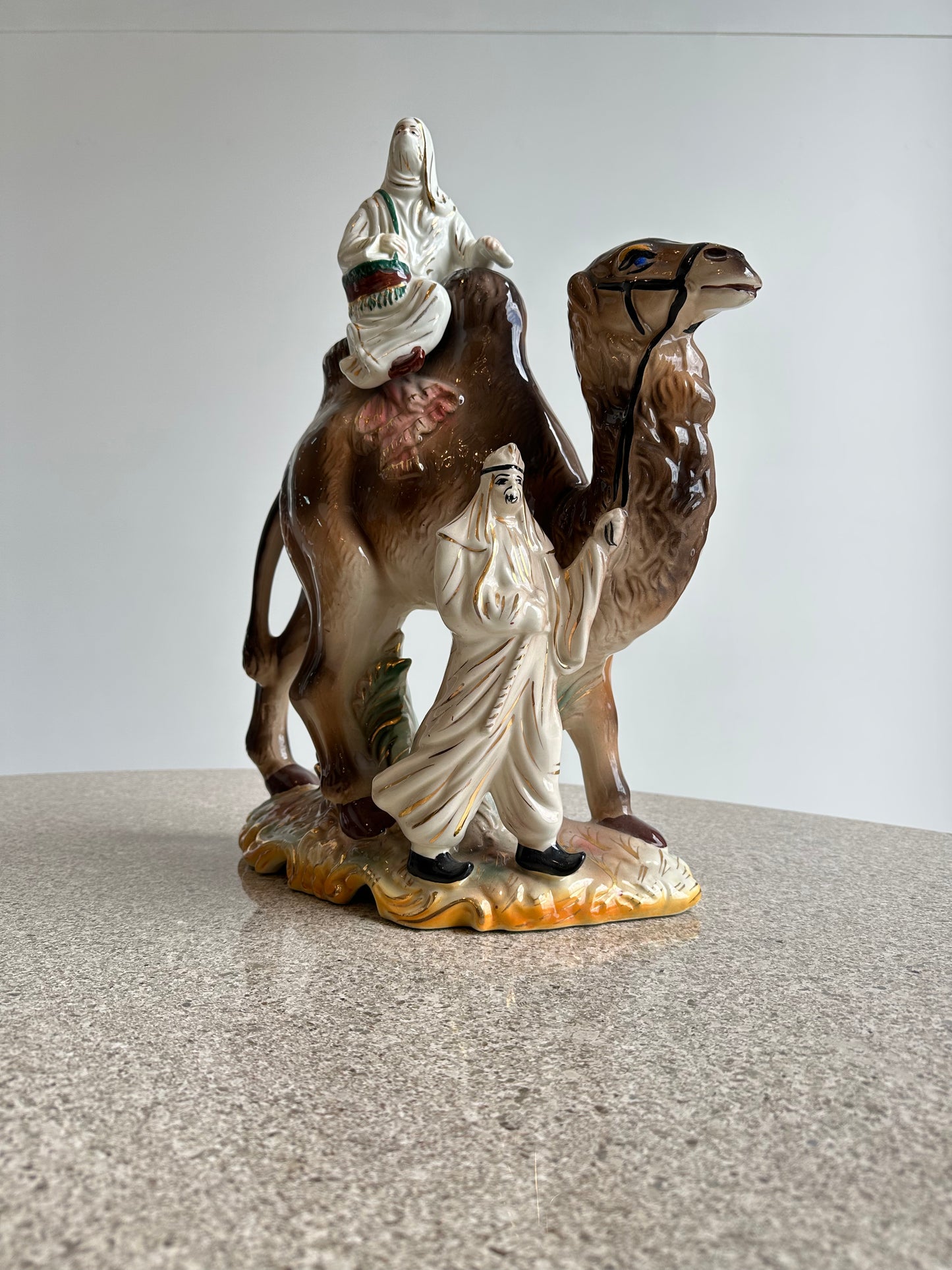 Capodimonte Hand Painted Porcelain Camel Sculpture, 1950s