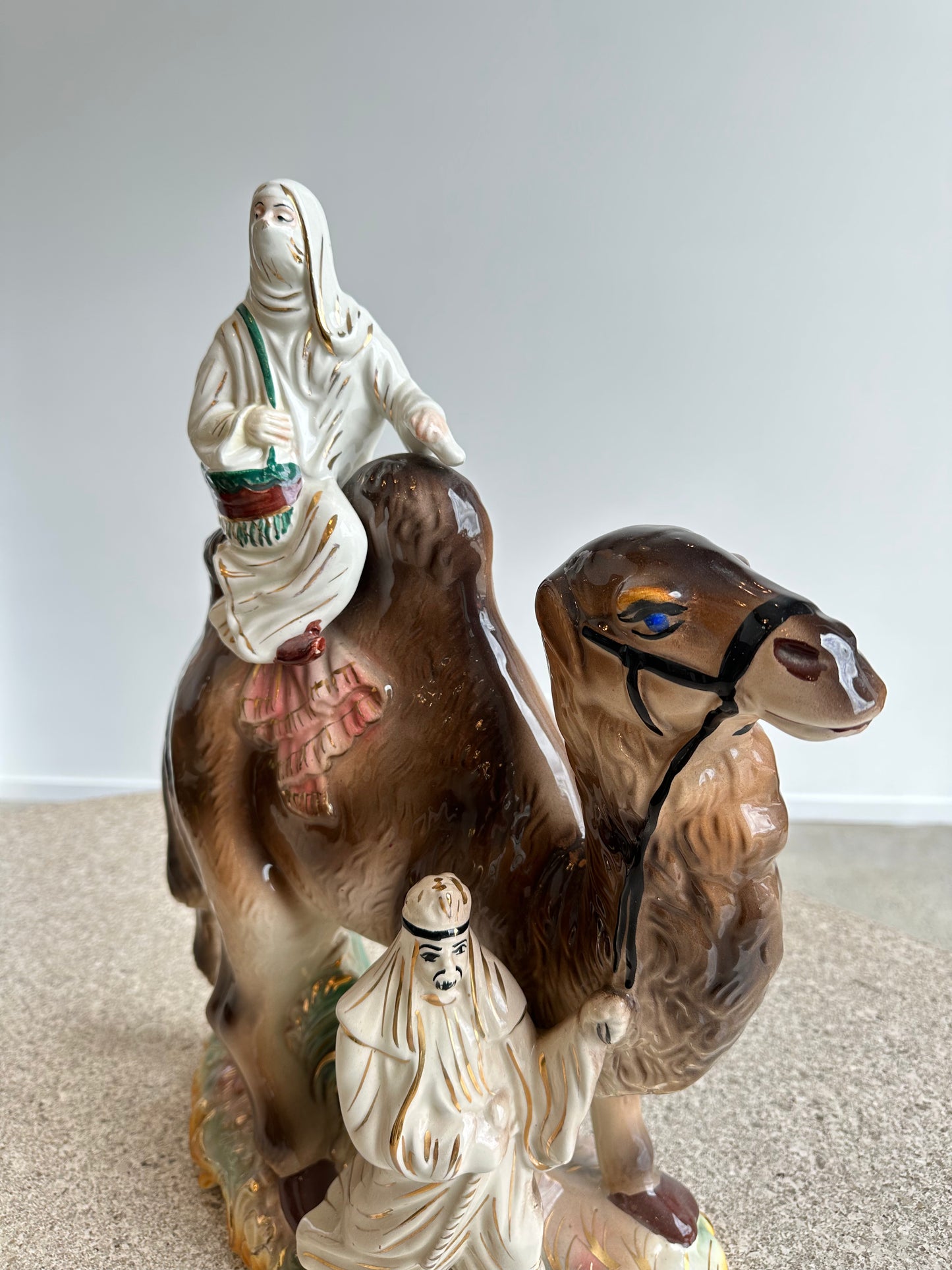 Capodimonte Hand Painted Porcelain Camel Sculpture, 1950s