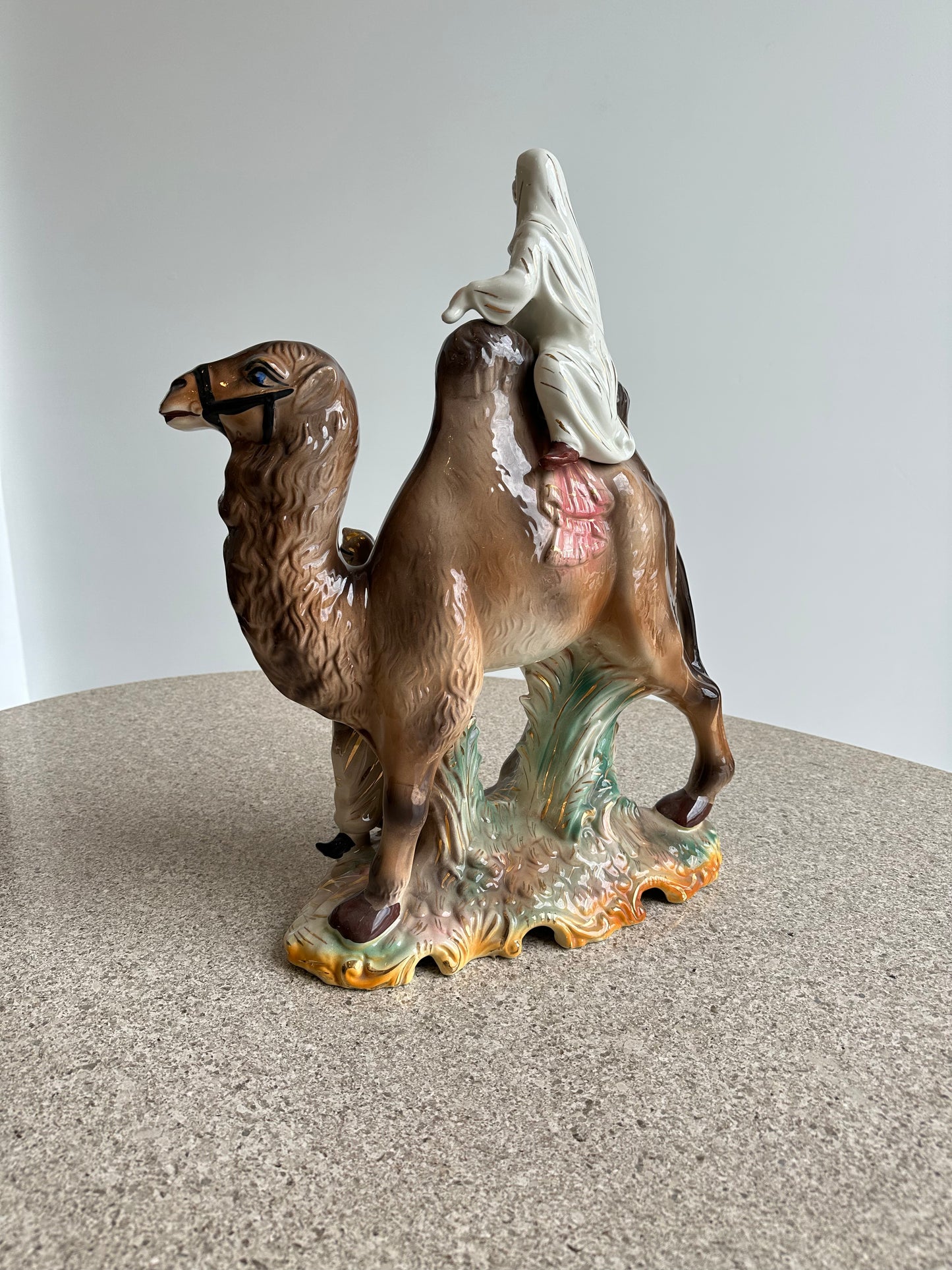 Capodimonte Hand Painted Porcelain Camel Sculpture, 1950s