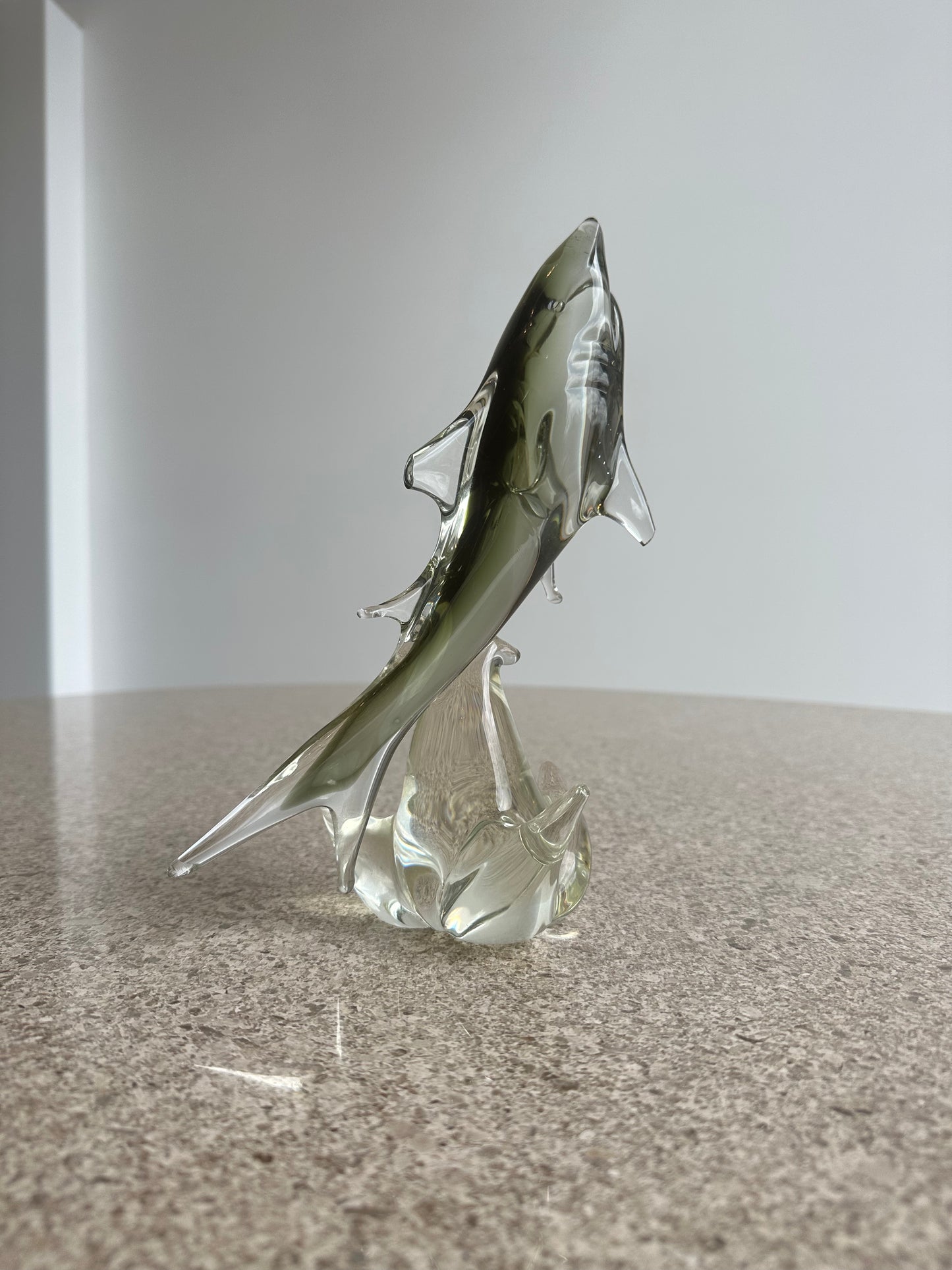 Murano Smoked Glass Shark Glass Sculpture, 1960s