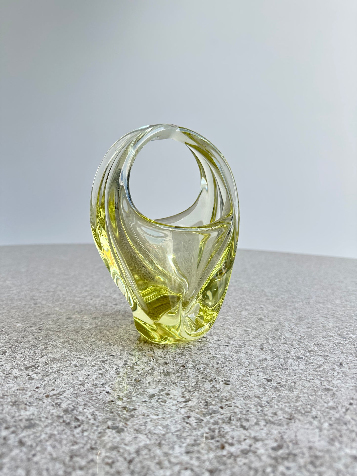 Murano Italian Glass Yellow Centrepiece Basket, 1960