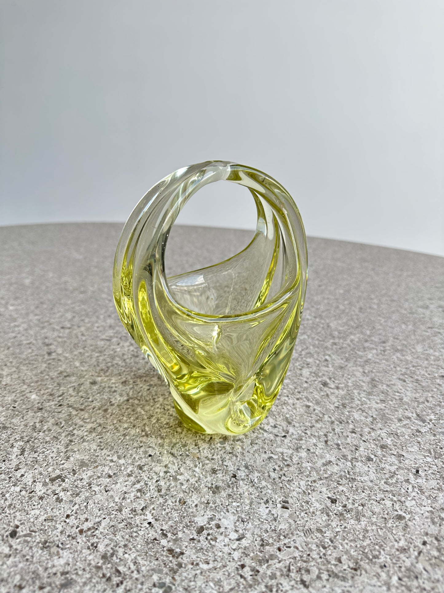 Murano Italian Glass Yellow Centrepiece Basket, 1960