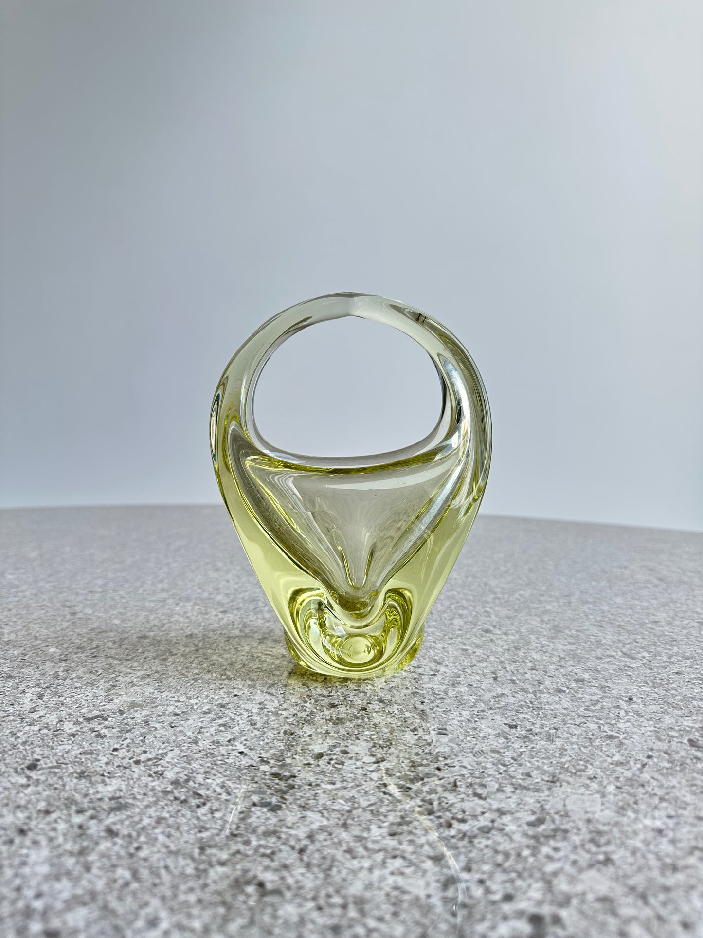 Murano Italian Glass Yellow Centrepiece Basket, 1960