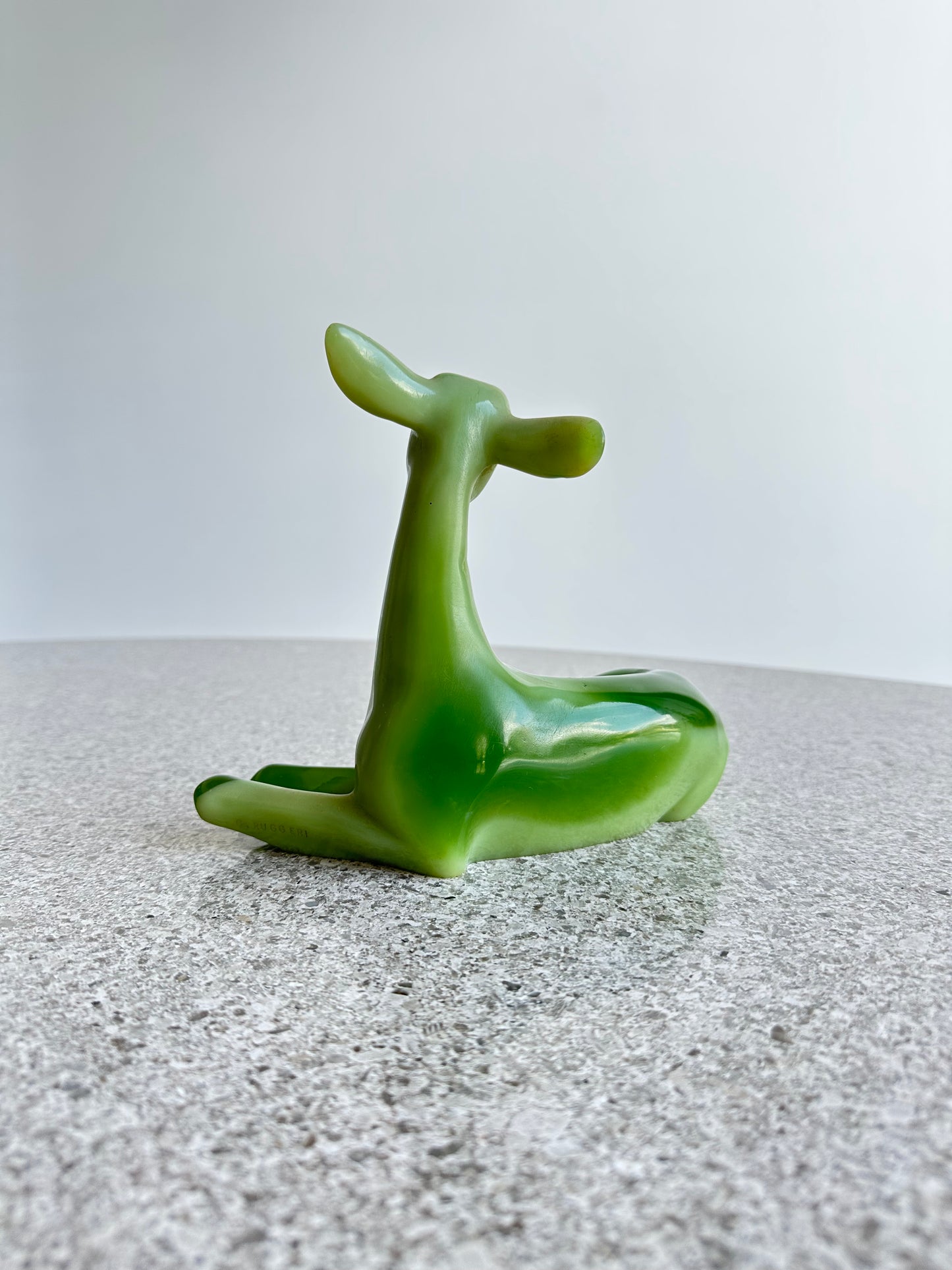 G.Ruggeri Italian Mid Century Modern Resin Green Animal Table Sculpture, 1960s