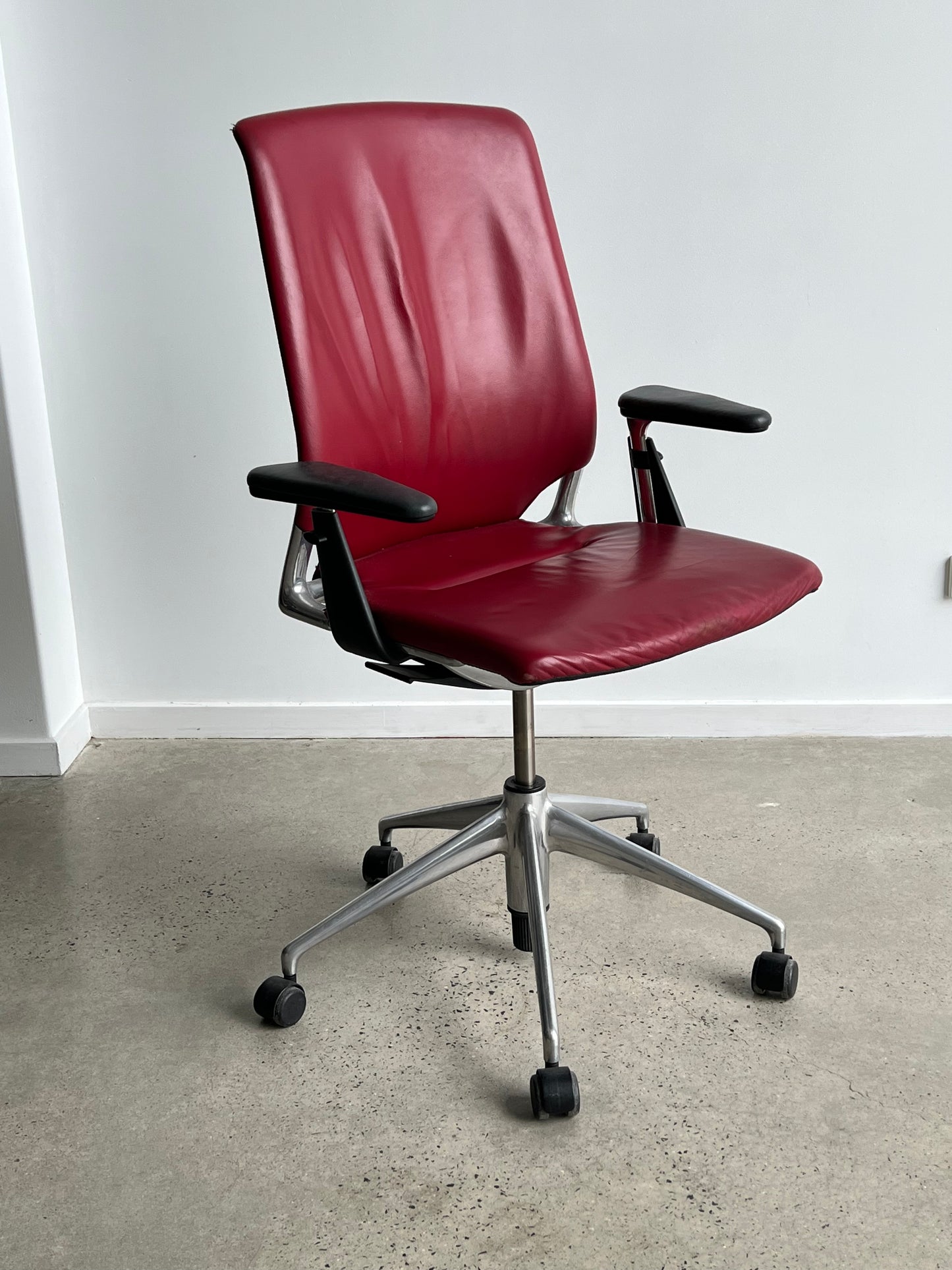 Alberto Meda for Vitra, Office Chair in Red Leather, 1990s