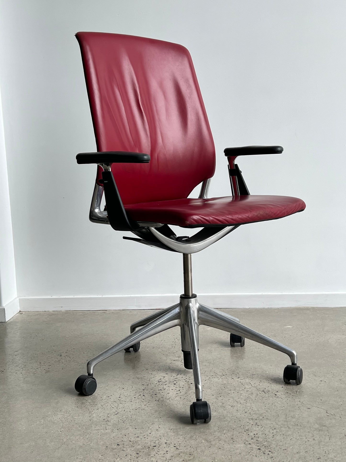 Alberto Meda for Vitra, Office Chair in Red Leather, 1990s