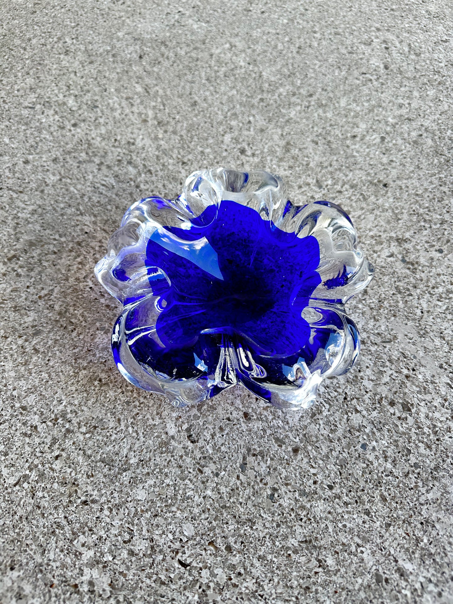 Murano Sommerso Italian  Mid Century Modern Blue Ashtray, 1960s