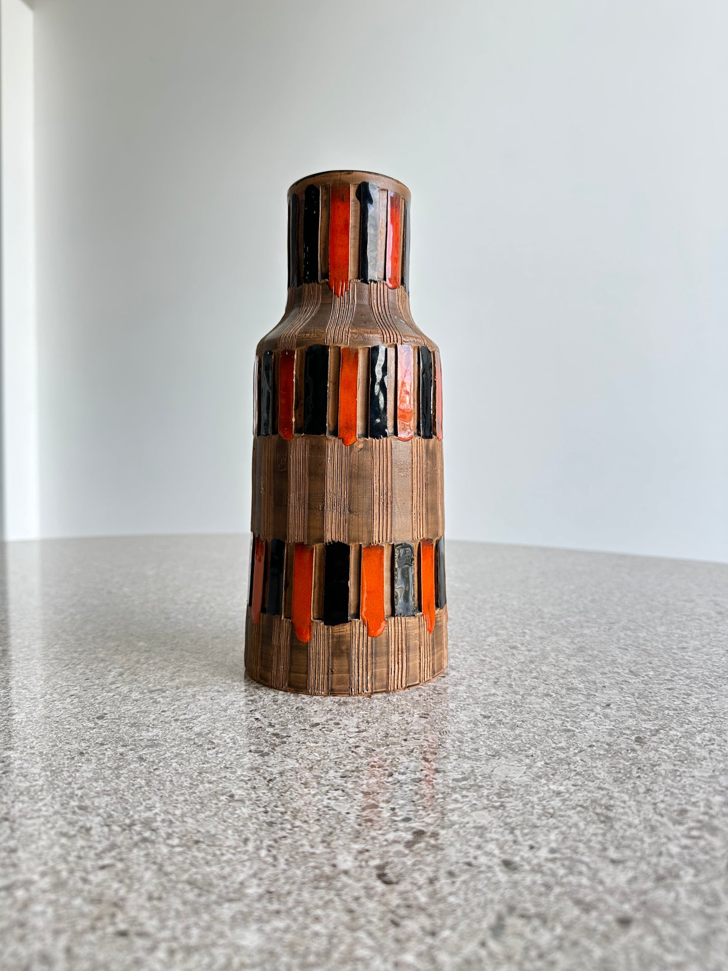 Bitossi Red and Black Ceramic Vase Mid Century Modern, 1960s