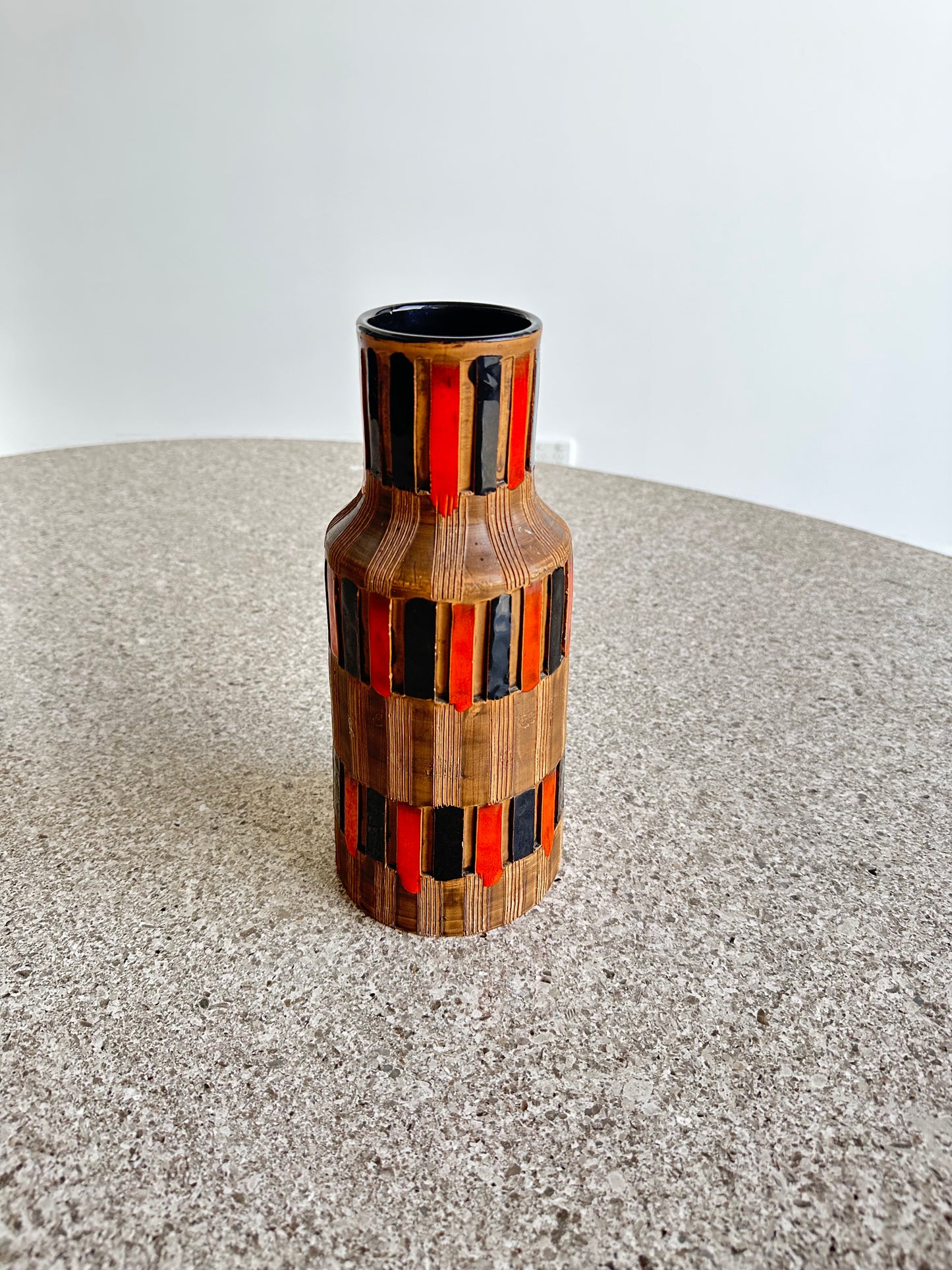 Bitossi Red and Black Ceramic Vase Mid Century Modern, 1960s