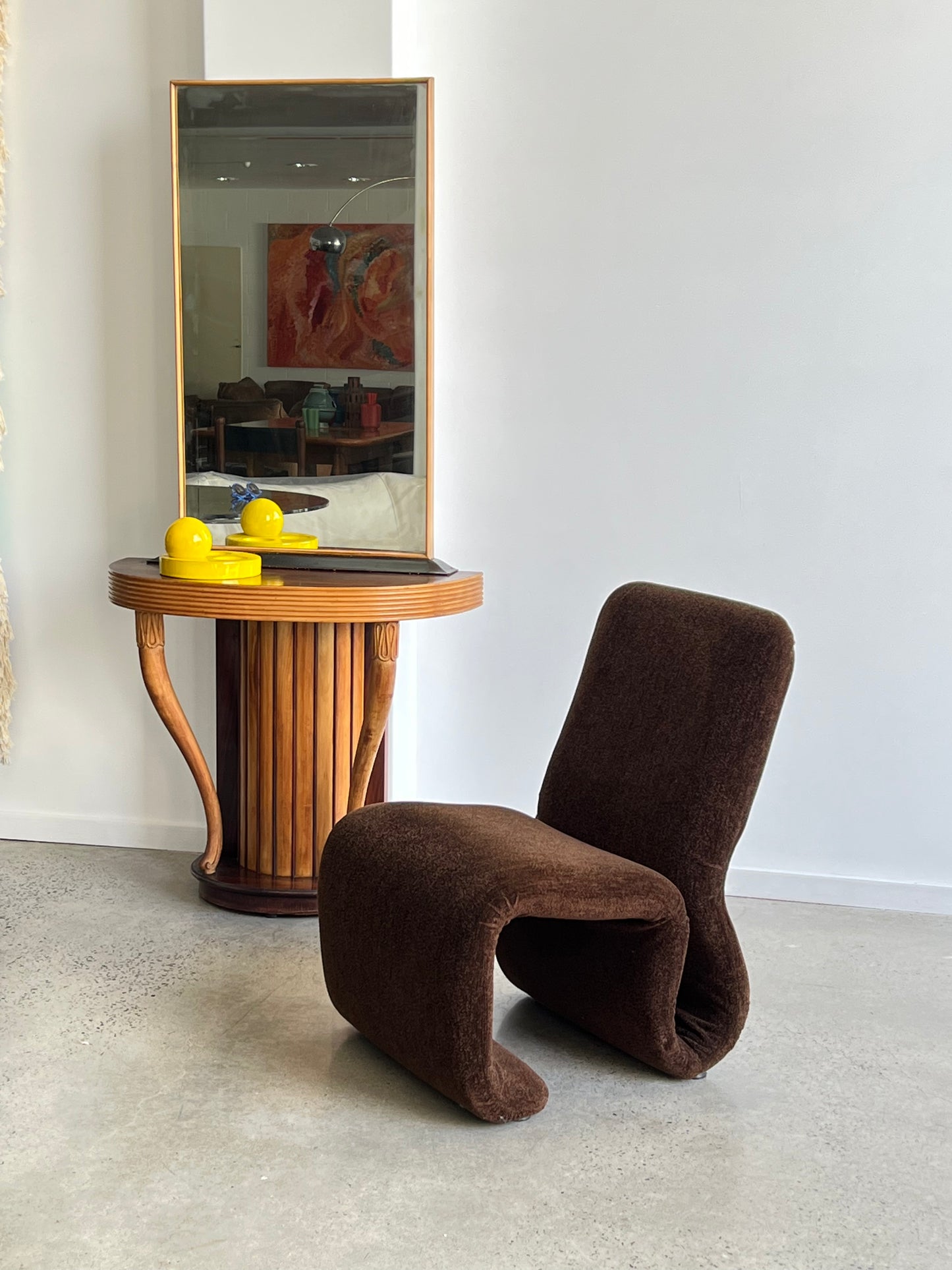 Osvaldo Borsani Hand Curved Rosewood Console with Mirror, 1950