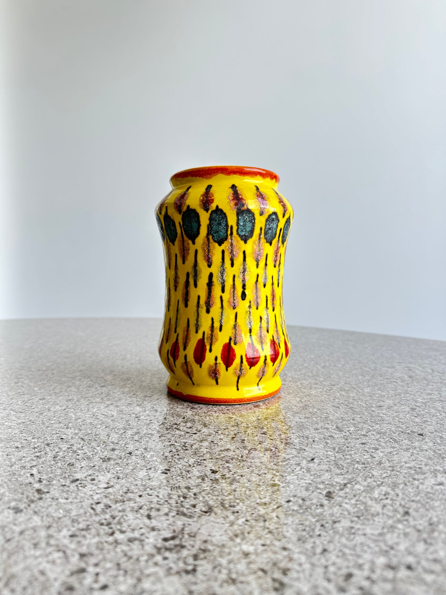 Flavia Montelupo Hand Painted YellowCeramic Vase, 1960s