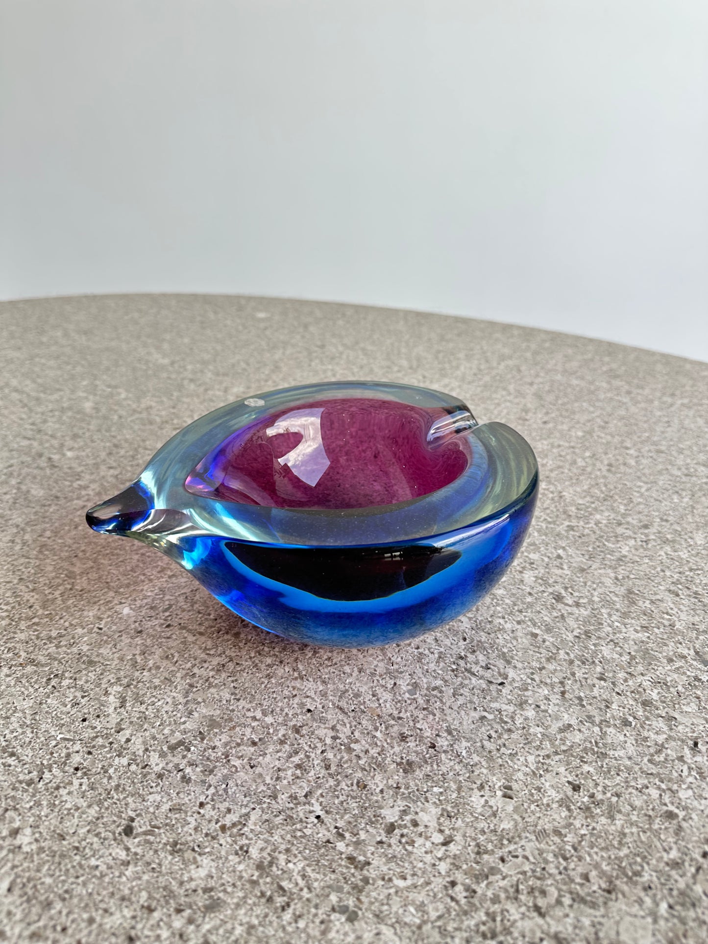 Murano Sommerso Blue and Purple Thick Glass Ashtray, 1970s