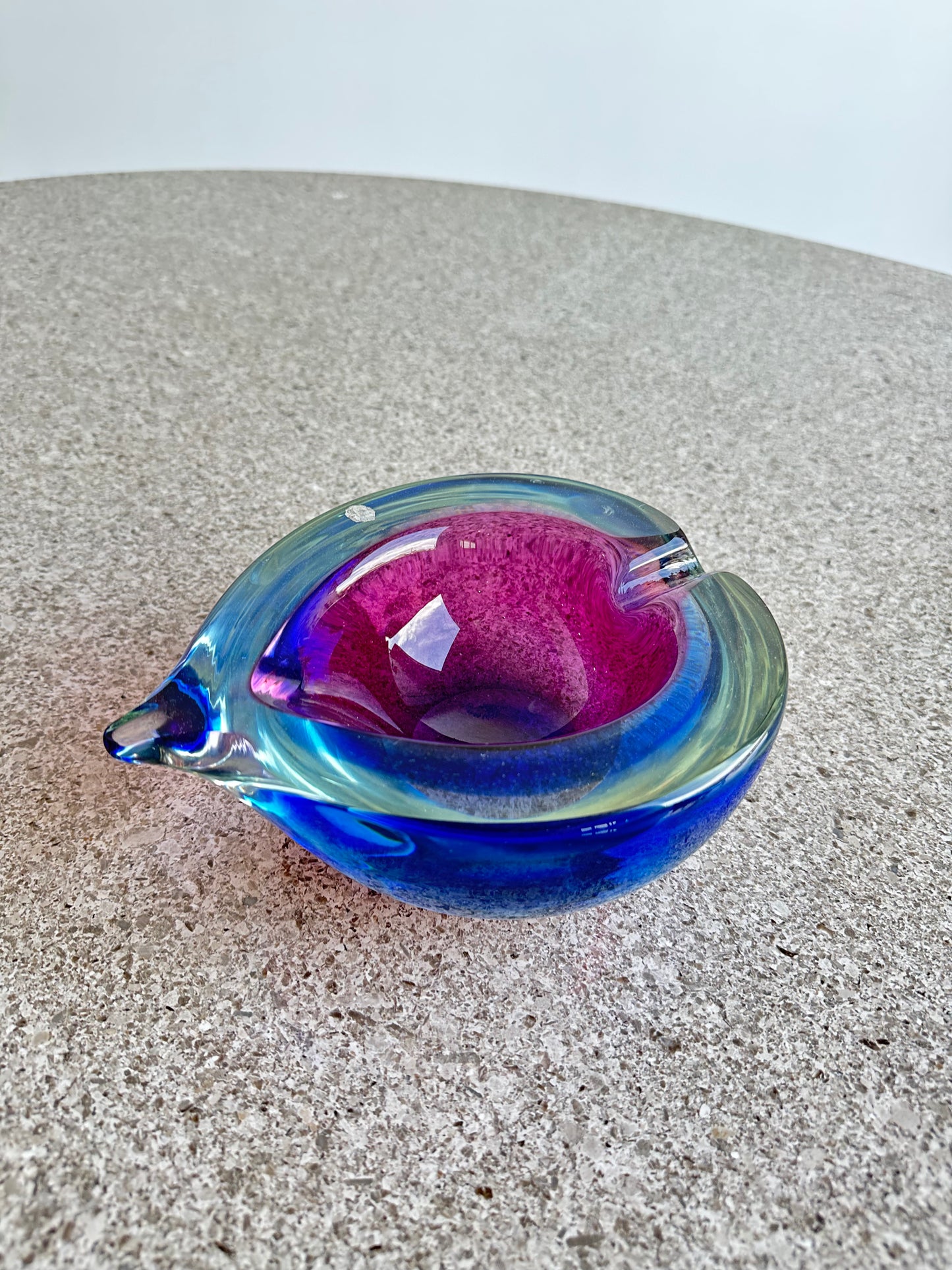 Murano Sommerso Blue and Purple Thick Glass Ashtray, 1970s