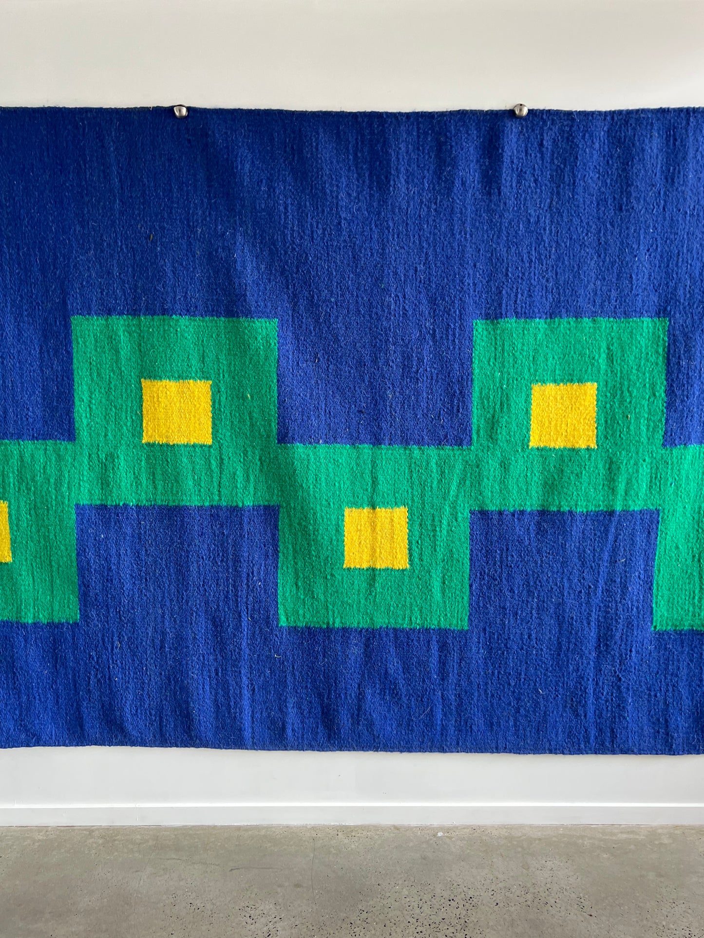 "Medez" by Tisca Italian Carpet in Pure Blue and Yellow Wool, 1973