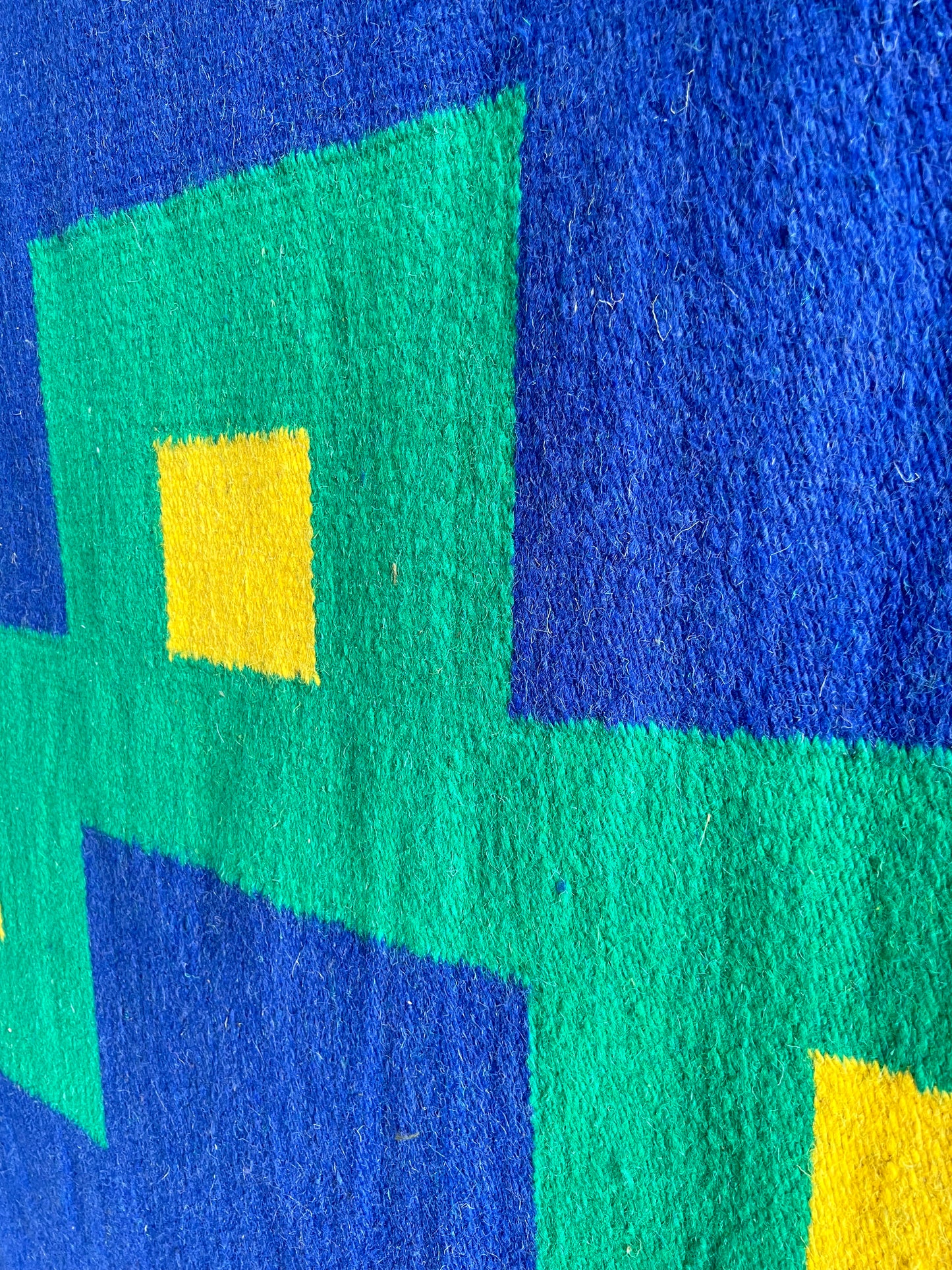 "Medez" by Tisca Italian Carpet in Pure Blue and Yellow Wool, 1973