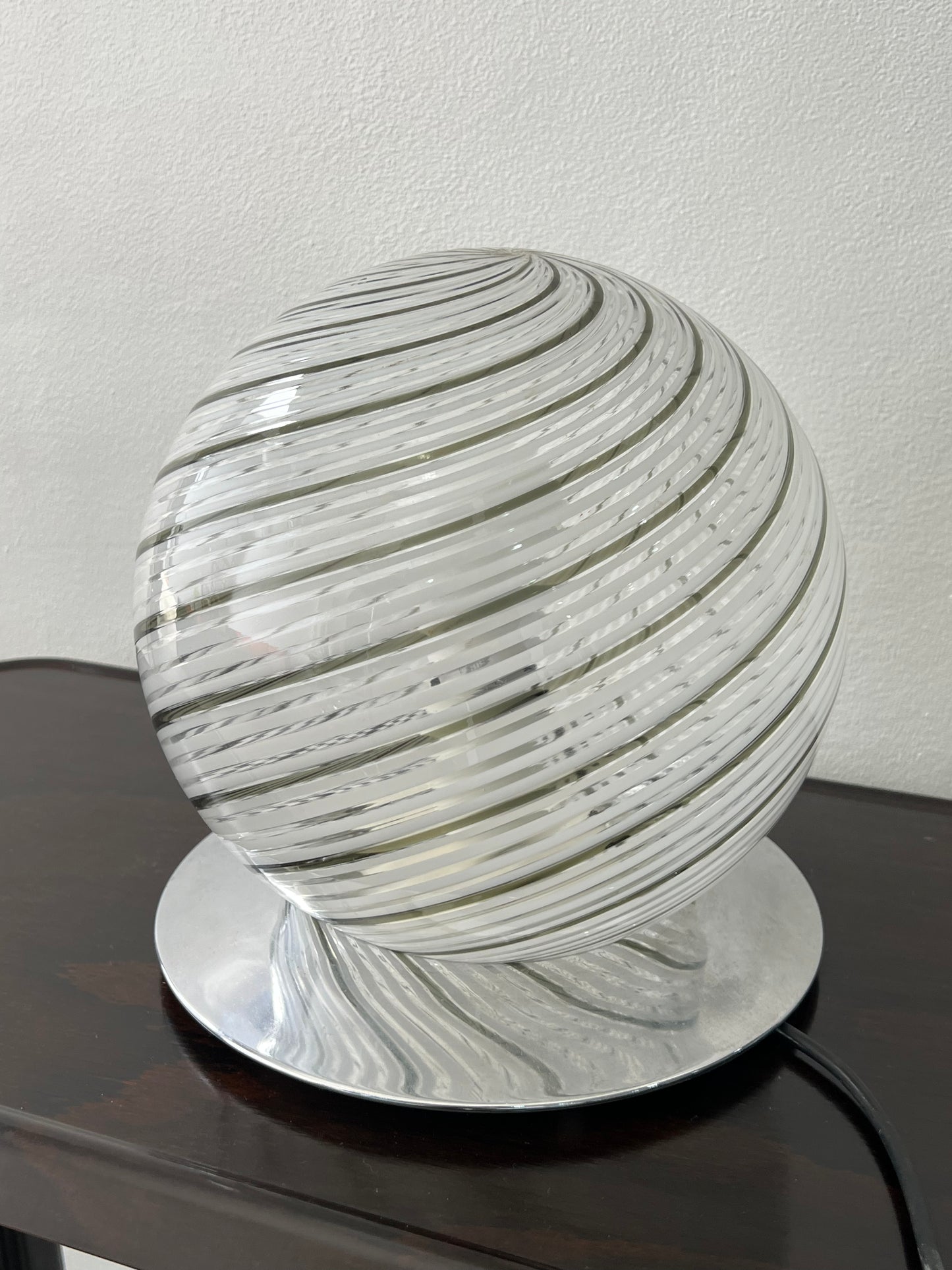 Spheric Murano Table Lamp by Tronconi with Chrome Base, 1970s