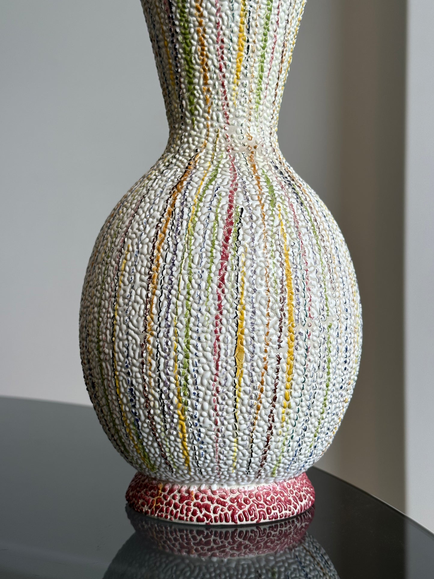 Italian Multicoloured Hand Made Ceramic Vase, 1960