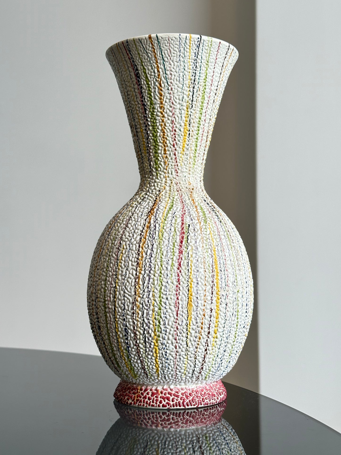 Italian Multicoloured Hand Made Ceramic Vase, 1960