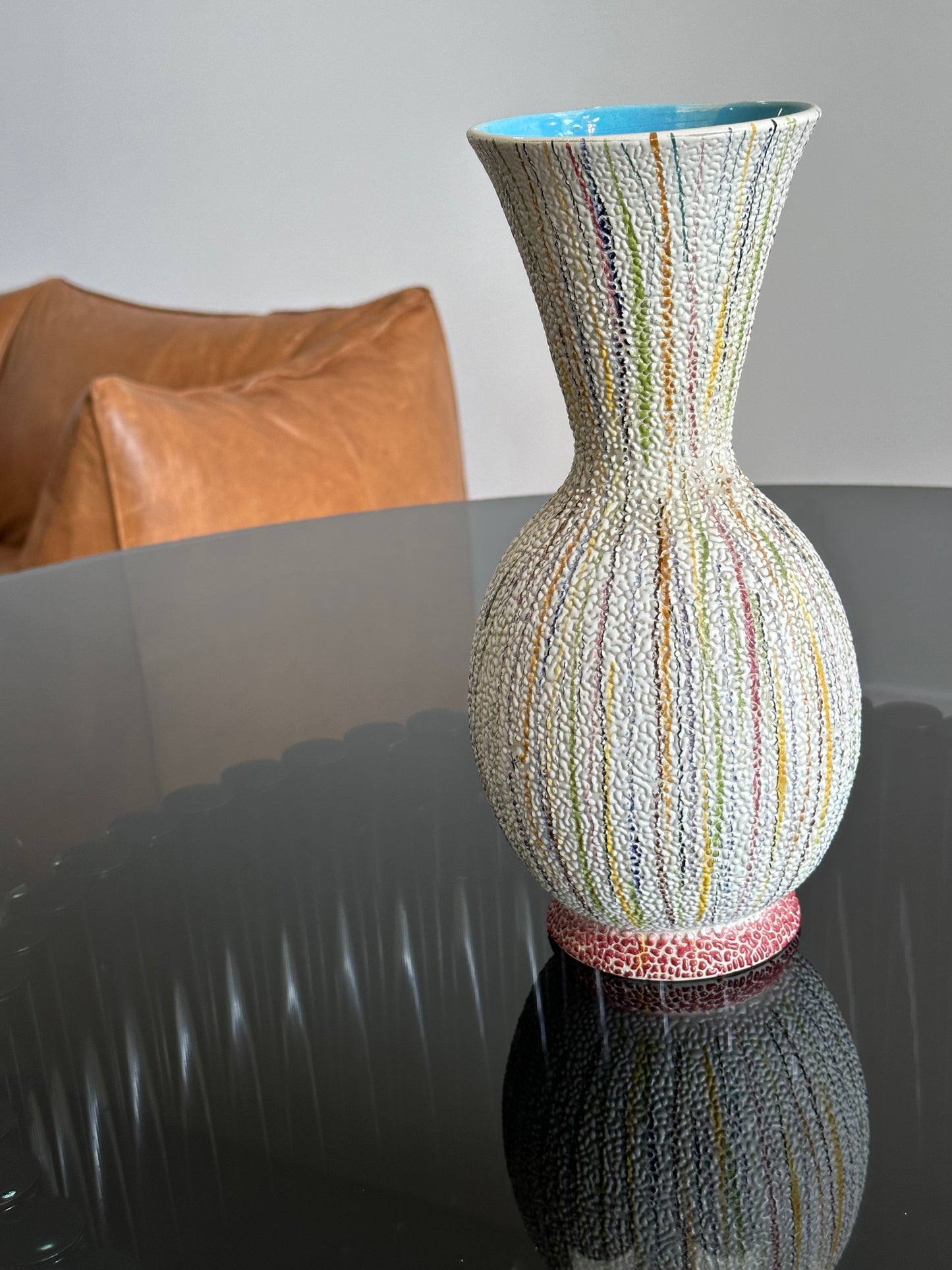 Italian Multicoloured Hand Made Ceramic Vase, 1960