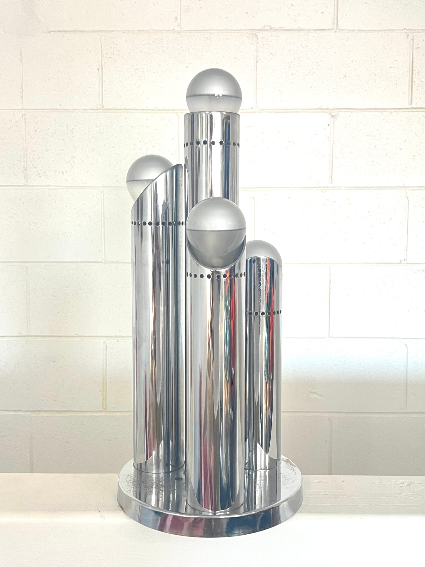 Chrome Table Lamp with Four Lights, 1970s