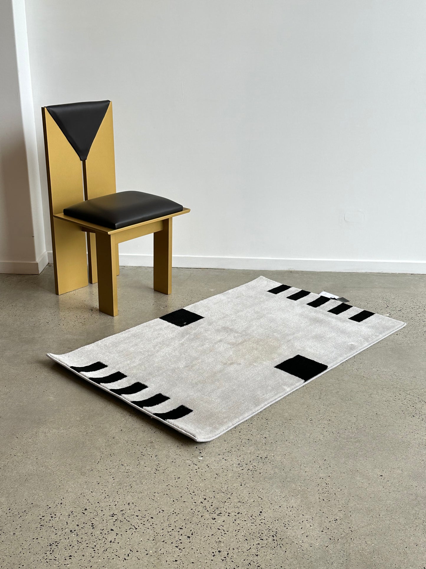 Tros by Dieter Sieger for Gebhan Edition Geometric Designed Cotton White and Black Rug, 1990