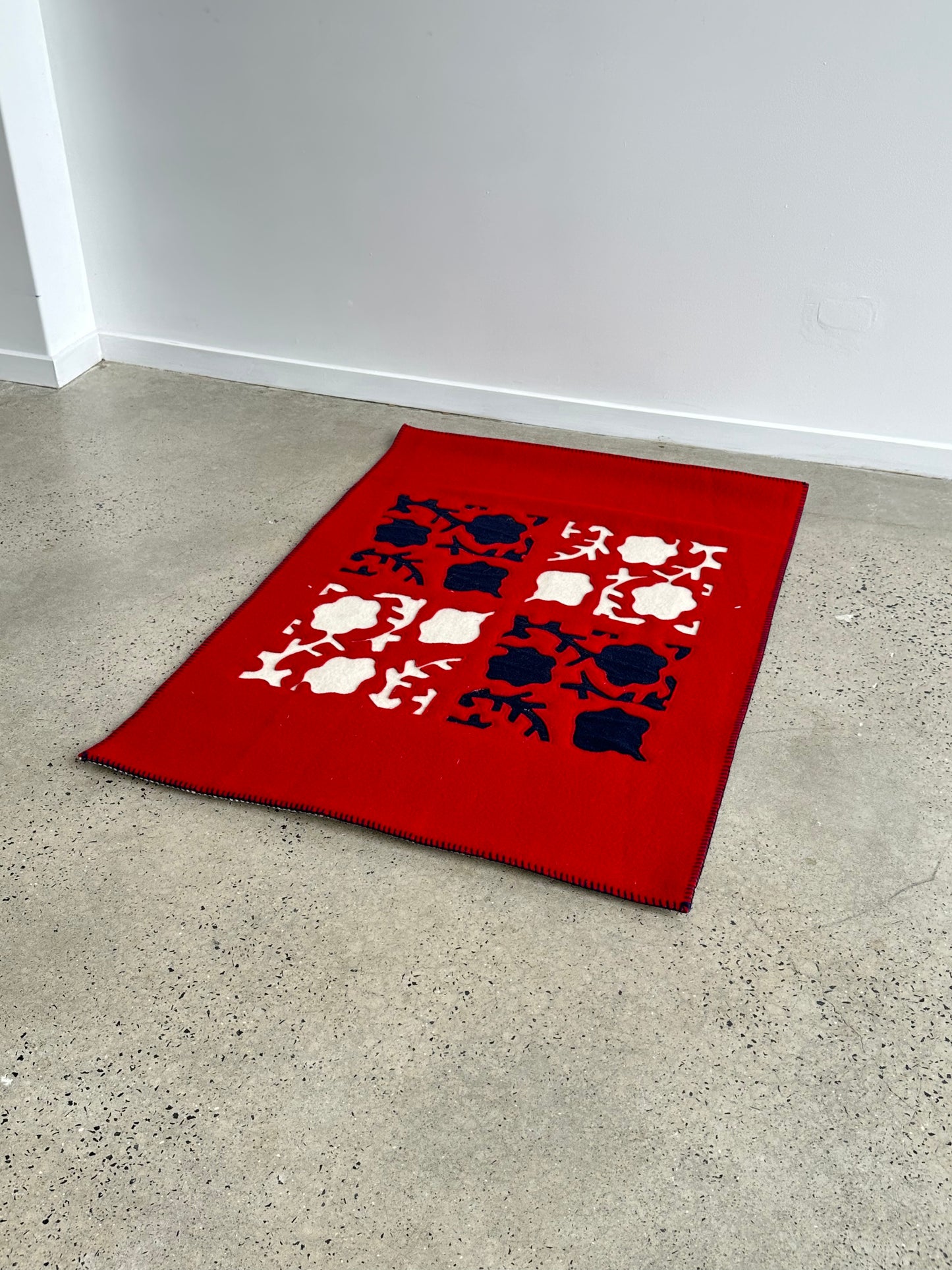 Paolo Lenti Flowers Design Red Wool Rug, 1990s