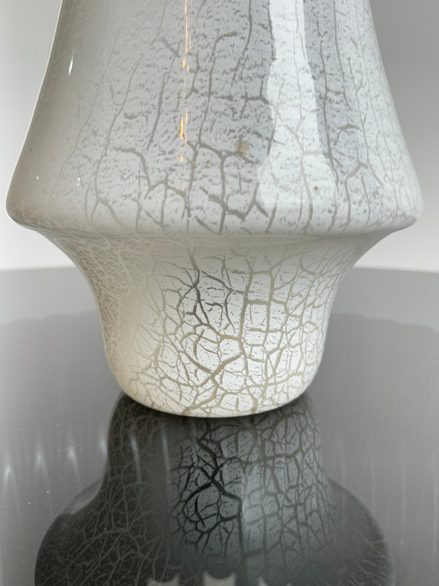 Paolo Venini White Murano Glass Mushroom Table Lamp, 1960
