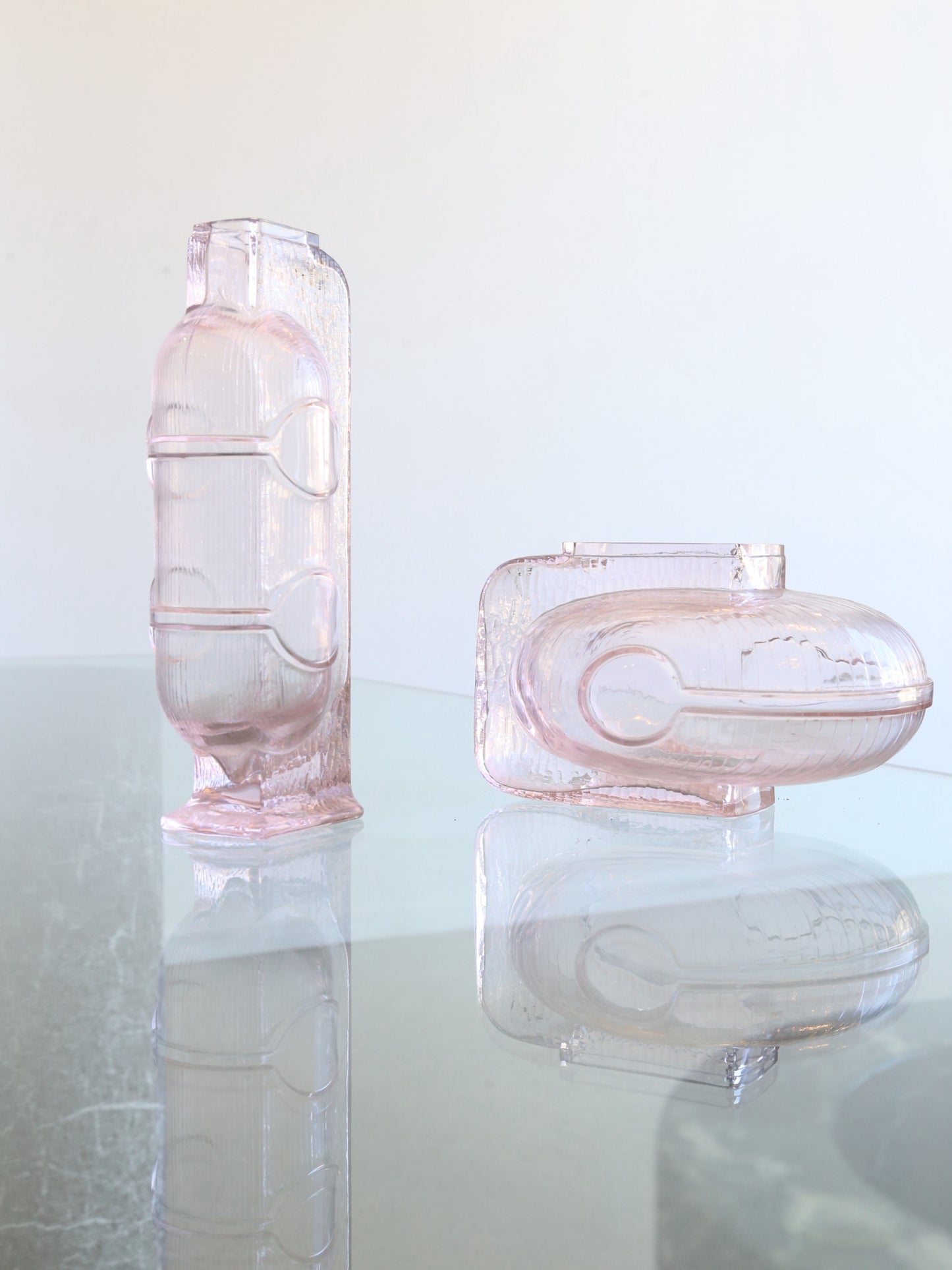 Italian Crystal Light Pink Wine Decanter Centrepieces by Grandi Cristalli 1960s