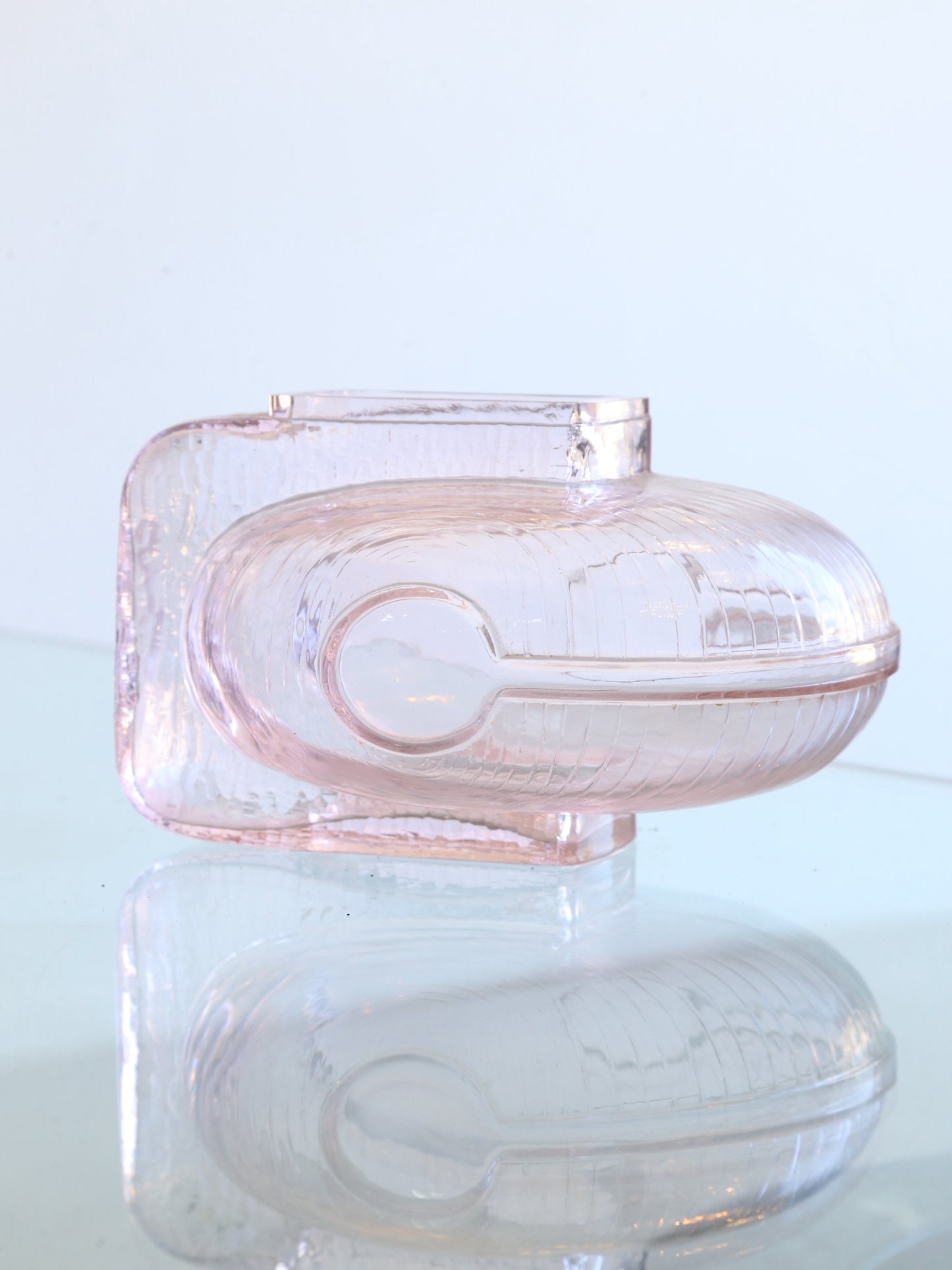 Italian Crystal Light Pink Wine Decanter Centrepieces by Grandi Cristalli 1960s