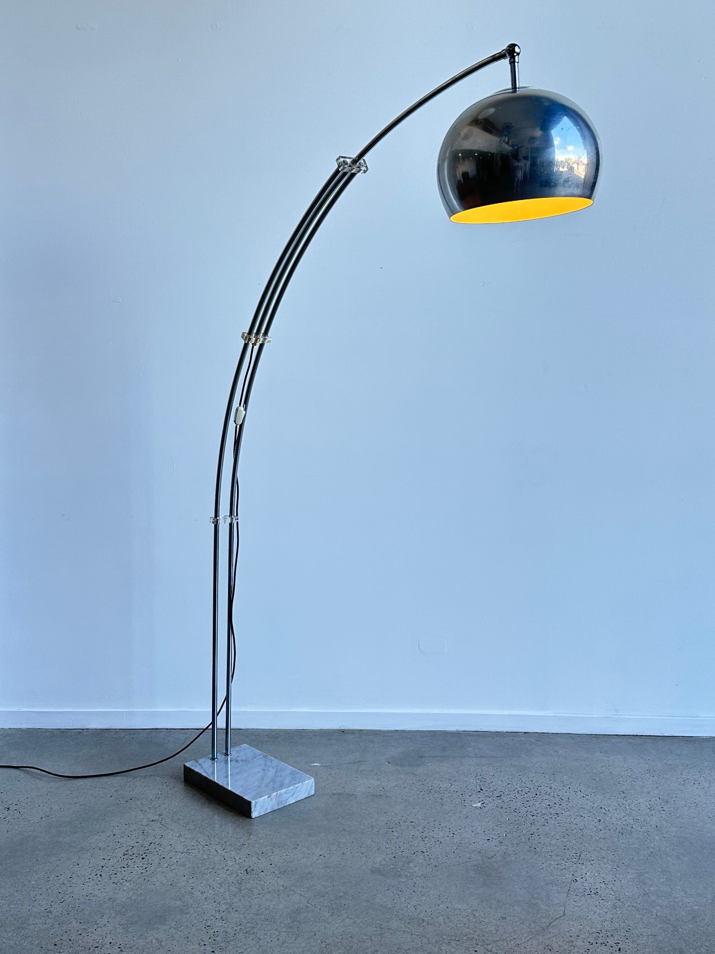 Adjustable Chrome Arc Lamp with Marble Base, 1960s