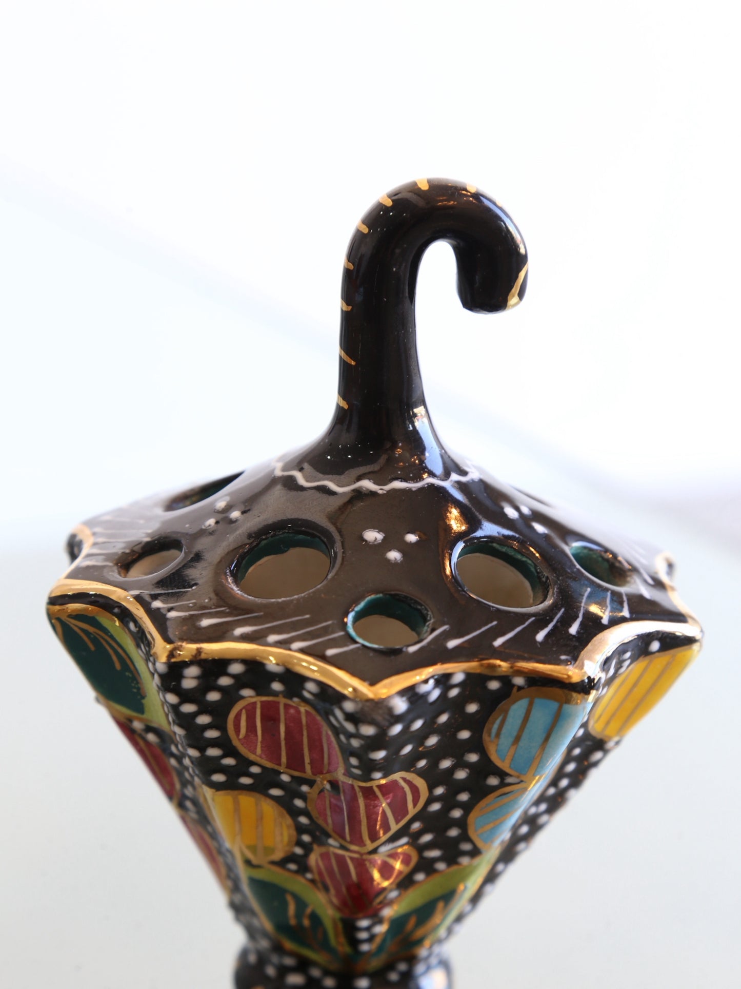 Volpi Deruta Italian Black and Gold Centrepiece & Desk Accessory Ceramic, 1960s