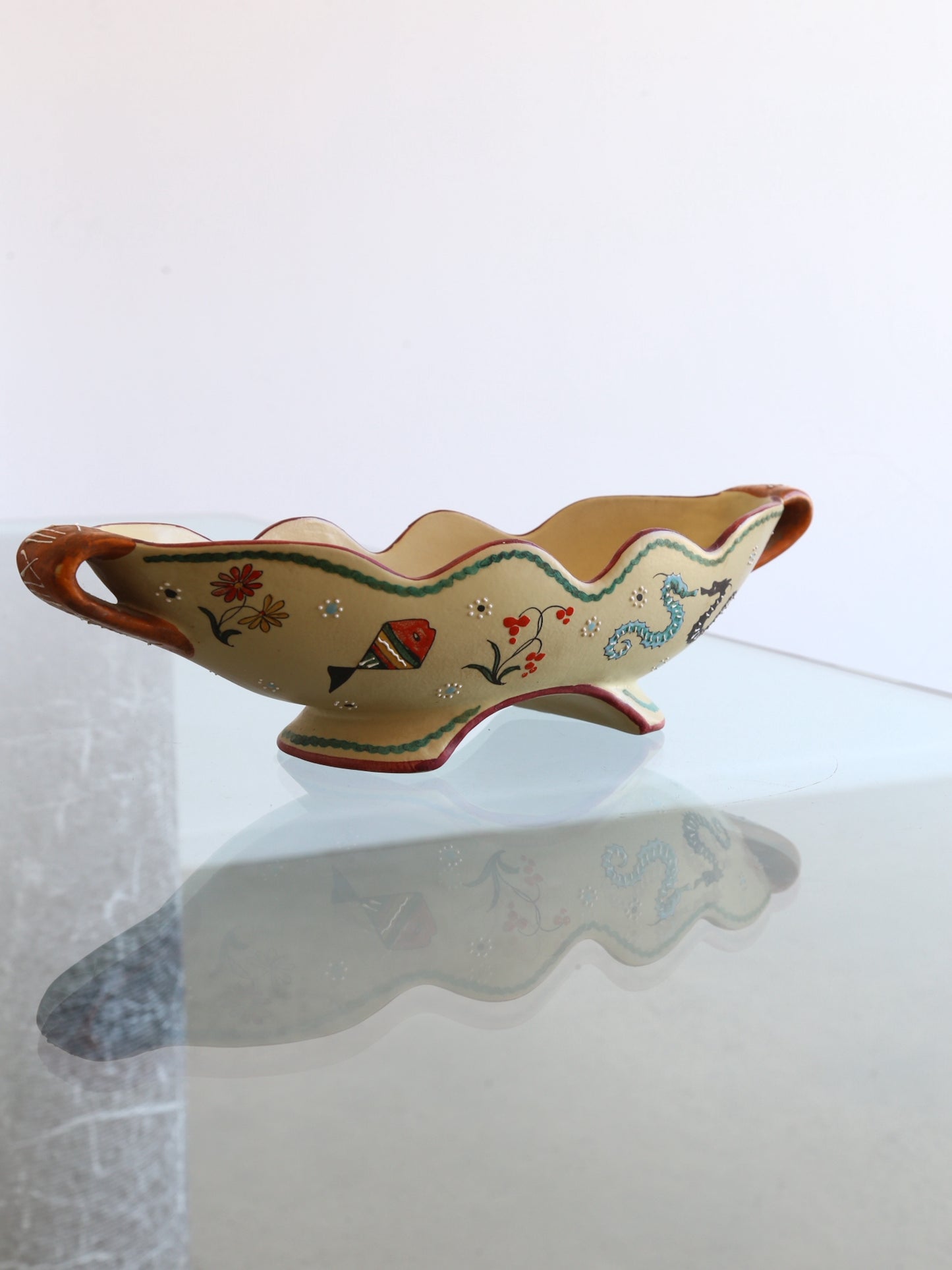 Volpi Deruta Italian Centrepiece Bowl Ceramic with Art Work, 1960s