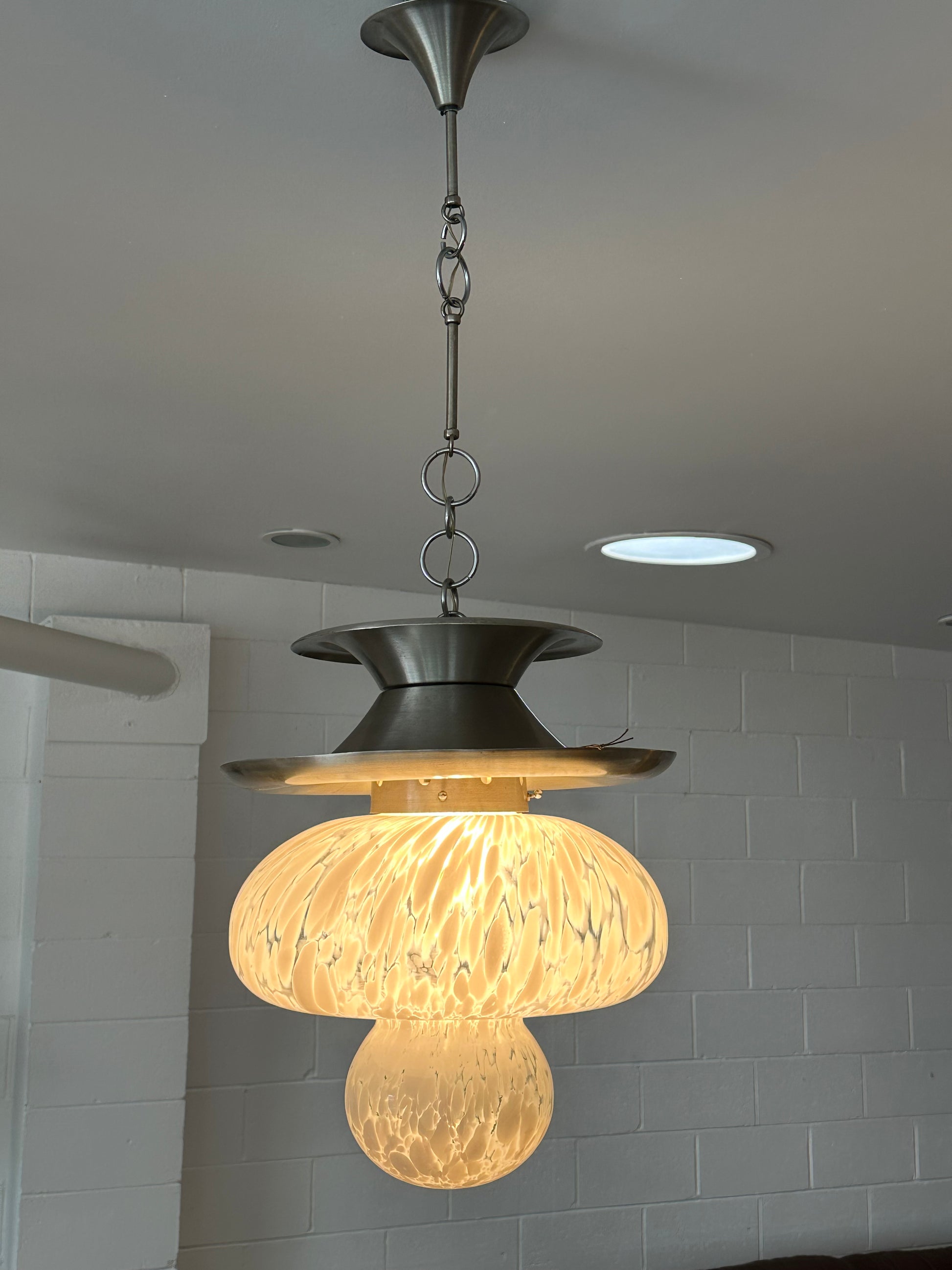 Mid century best sale glass pendant light