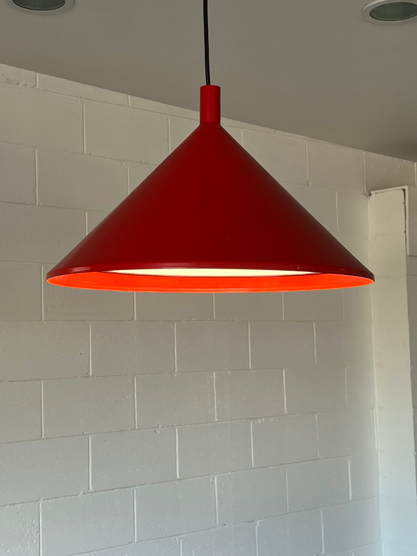 Pair of Red Pendant Lights by Elio Martinelli, 1980s