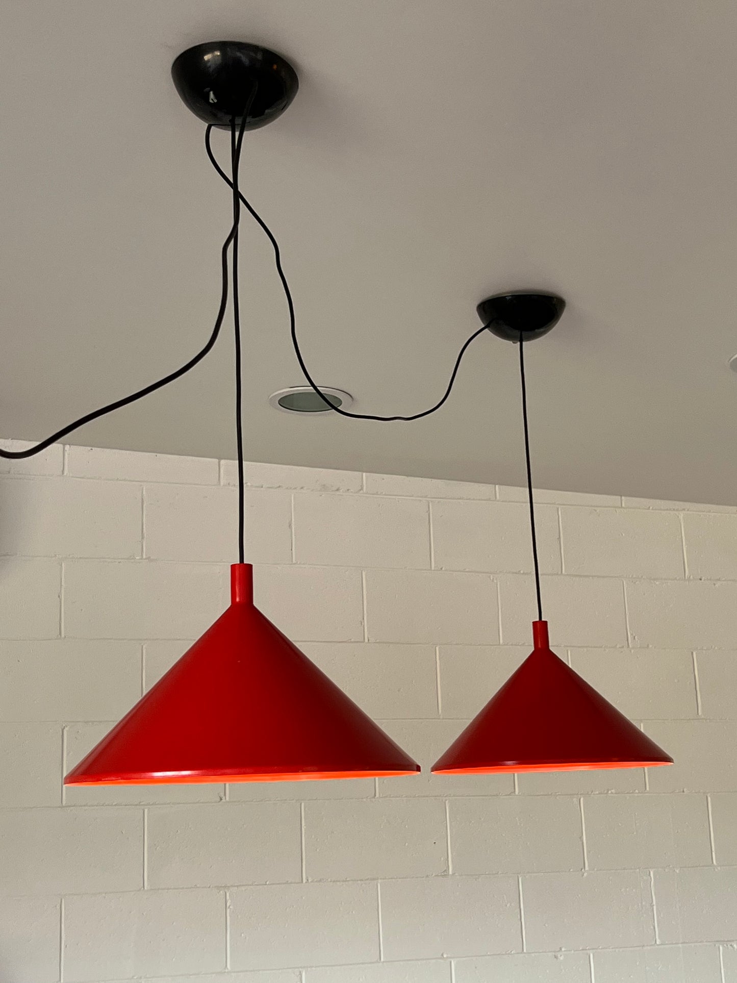 Pair of Red Pendant Lights by Elio Martinelli, 1980s