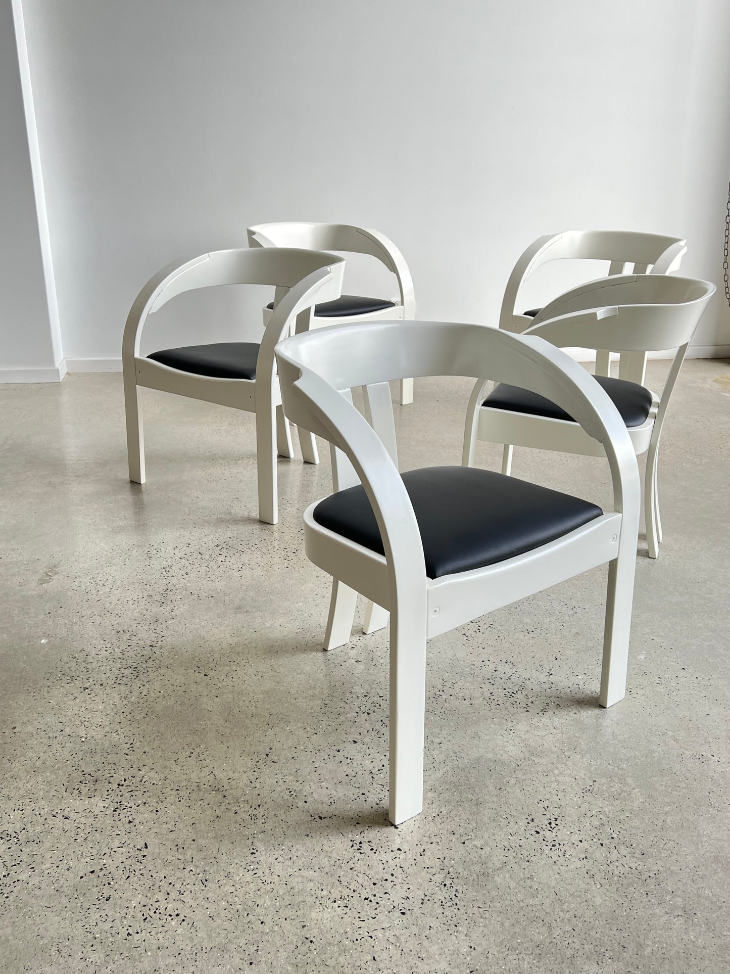 “Elisa” by Giovanni Battista Bassi for Poltronova, Black and White Dining Chairs, 1964