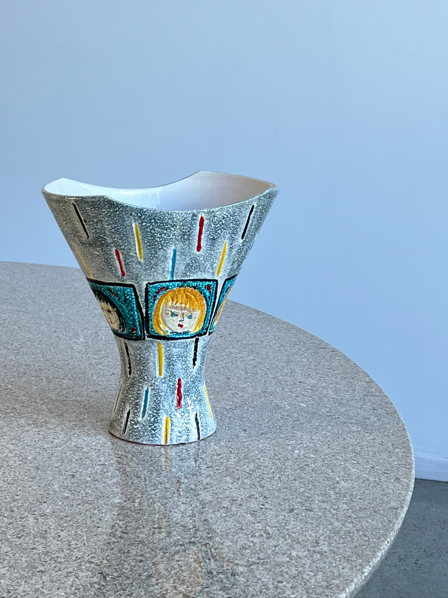 Bica Glazed Hand Painted Ceramic Vase, 1970s