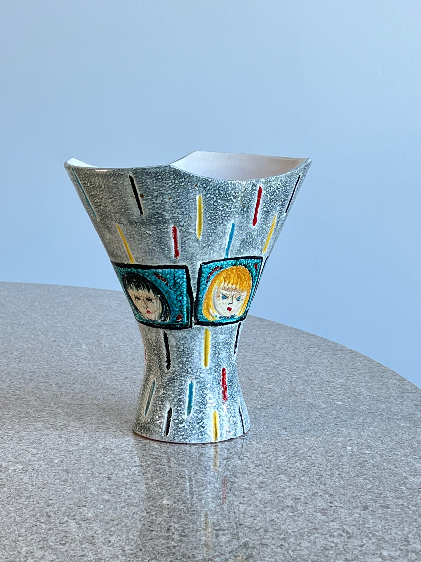 Bica Glazed Hand Painted Ceramic Vase, 1970s