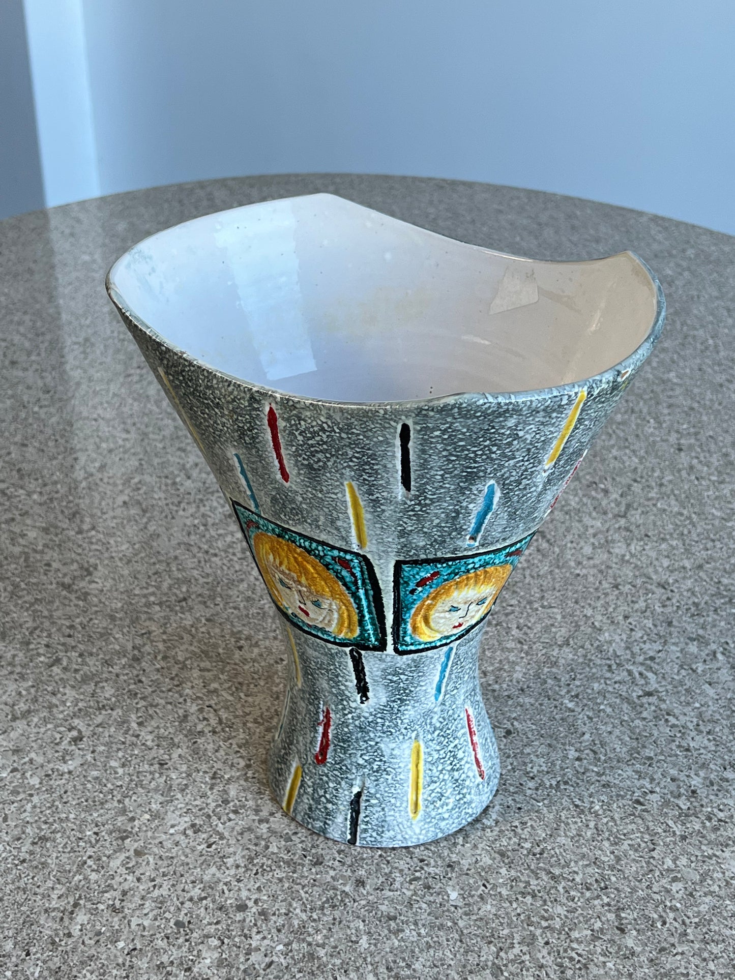 Bica Glazed Hand Painted Ceramic Vase, 1970s