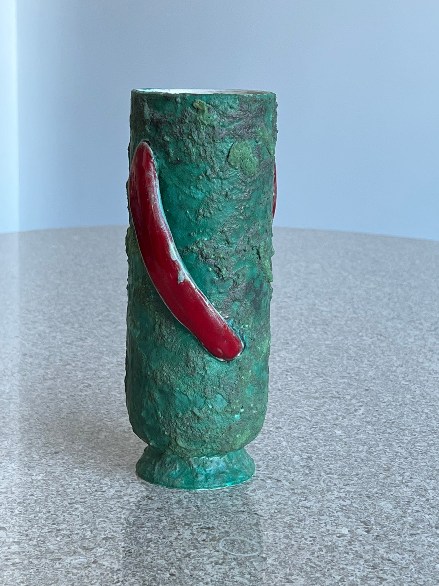 Italian Green Red Lava Vase, 1960s