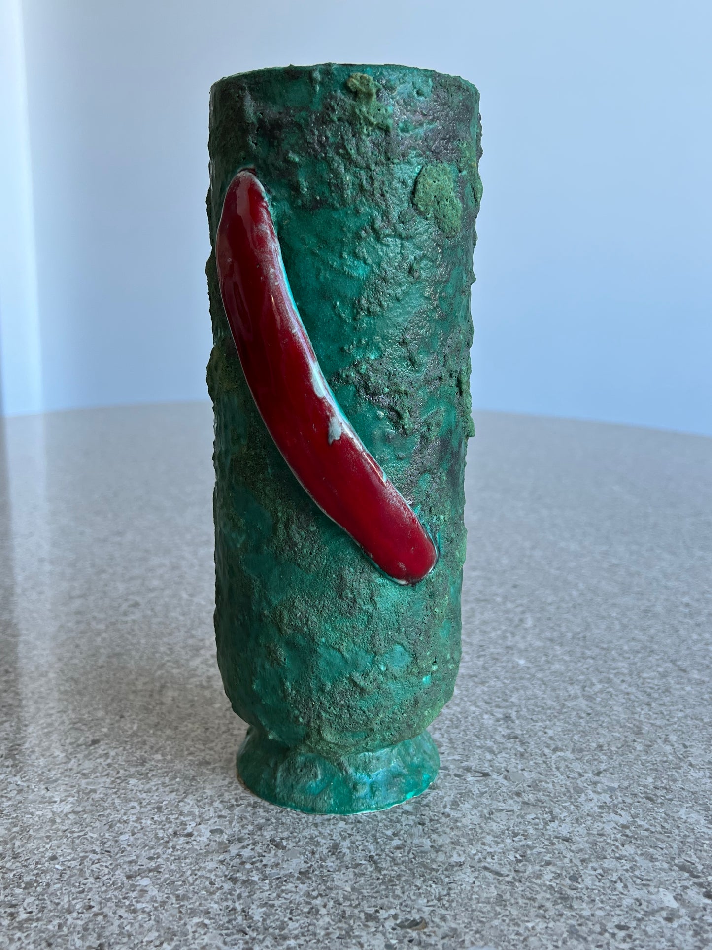 Italian Green Red Lava Vase, 1960s