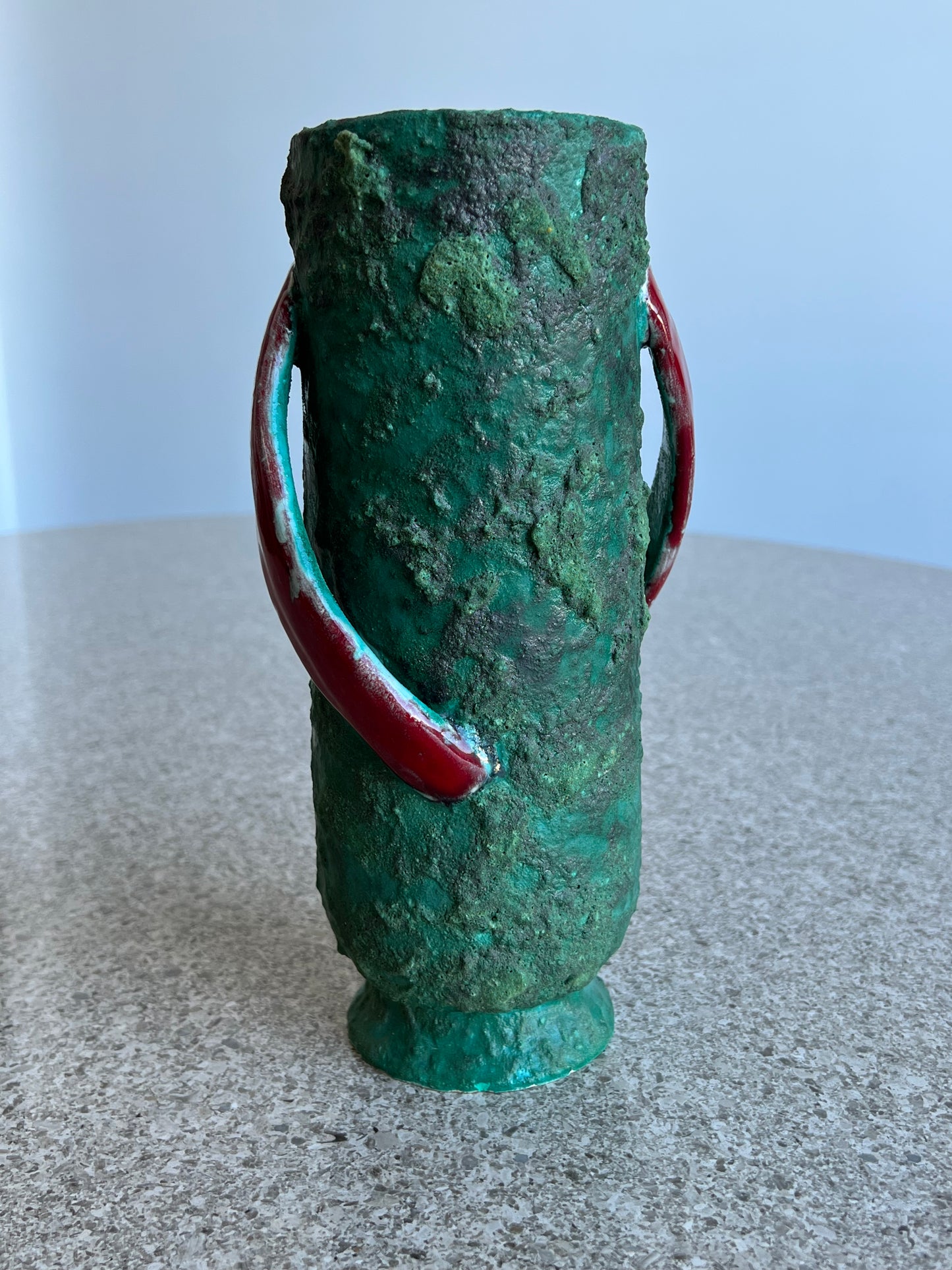 Italian Green Red Lava Vase, 1960s