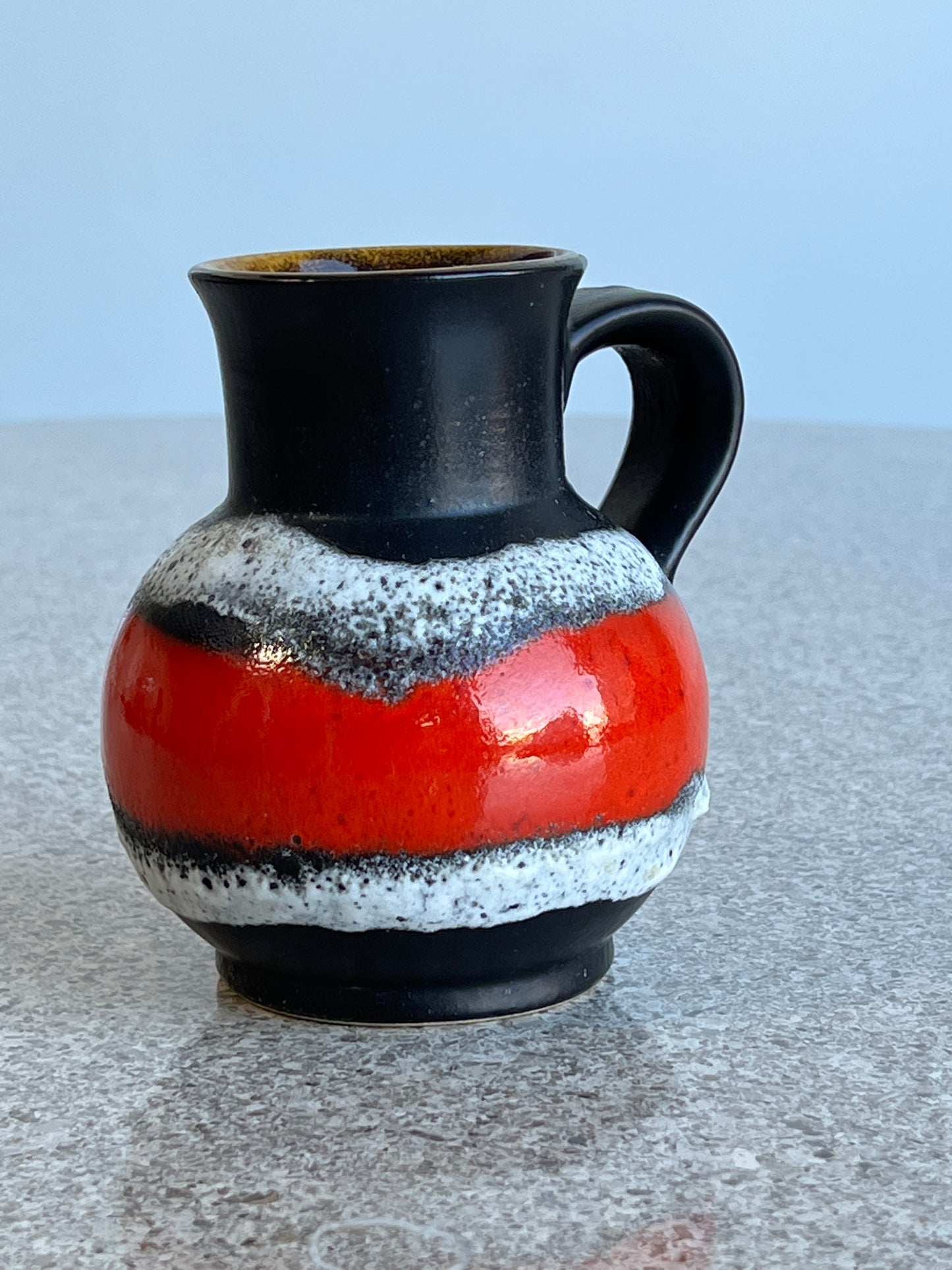West German Red and Black Glazed Ceramic Vase, 1960s