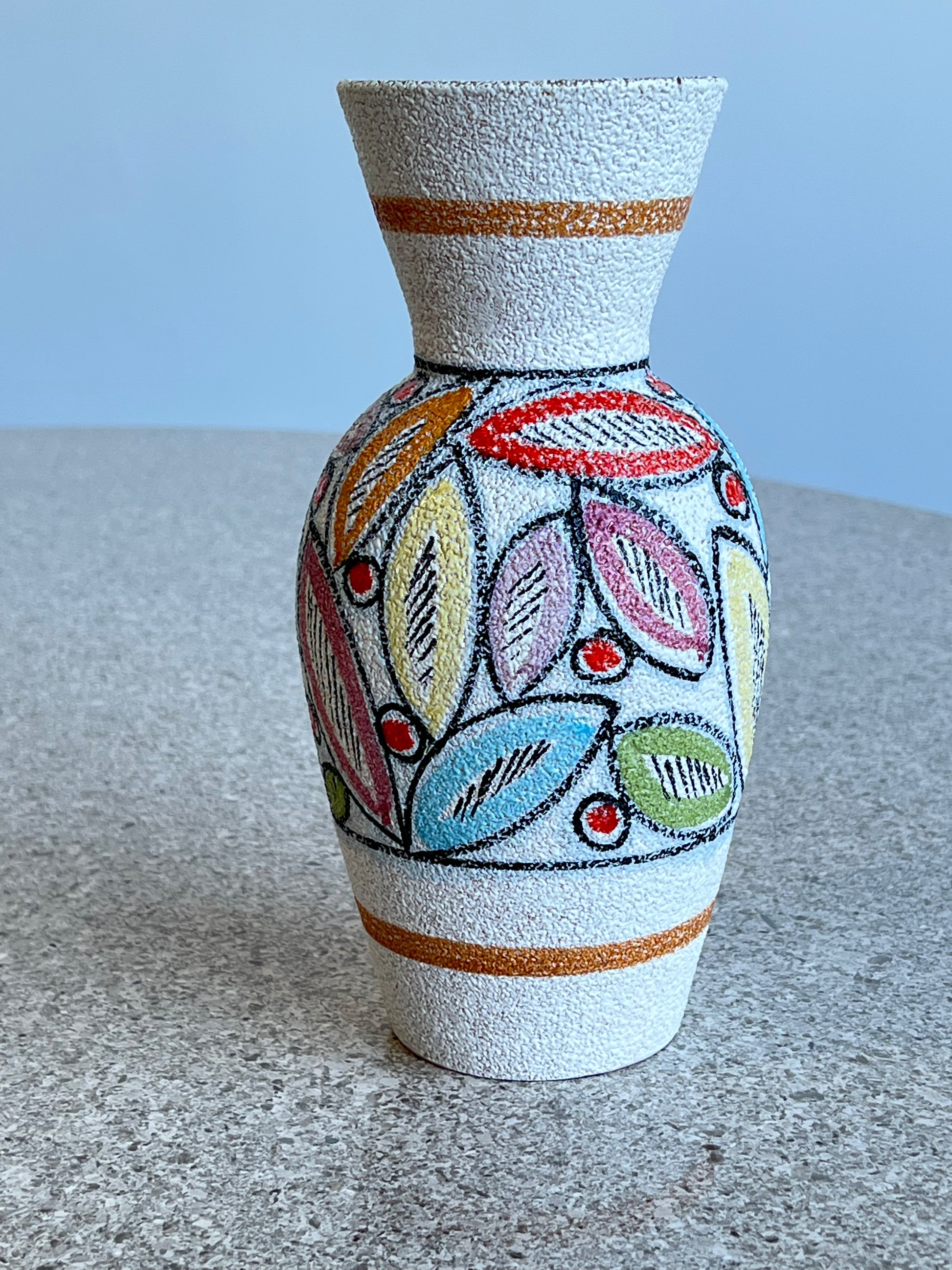 Italian Colourful Textured Ceramic Vase, 1950s – Lumini Collections Italian Colourful Textured Ceramic Vase, 1950s – Lumini Collections