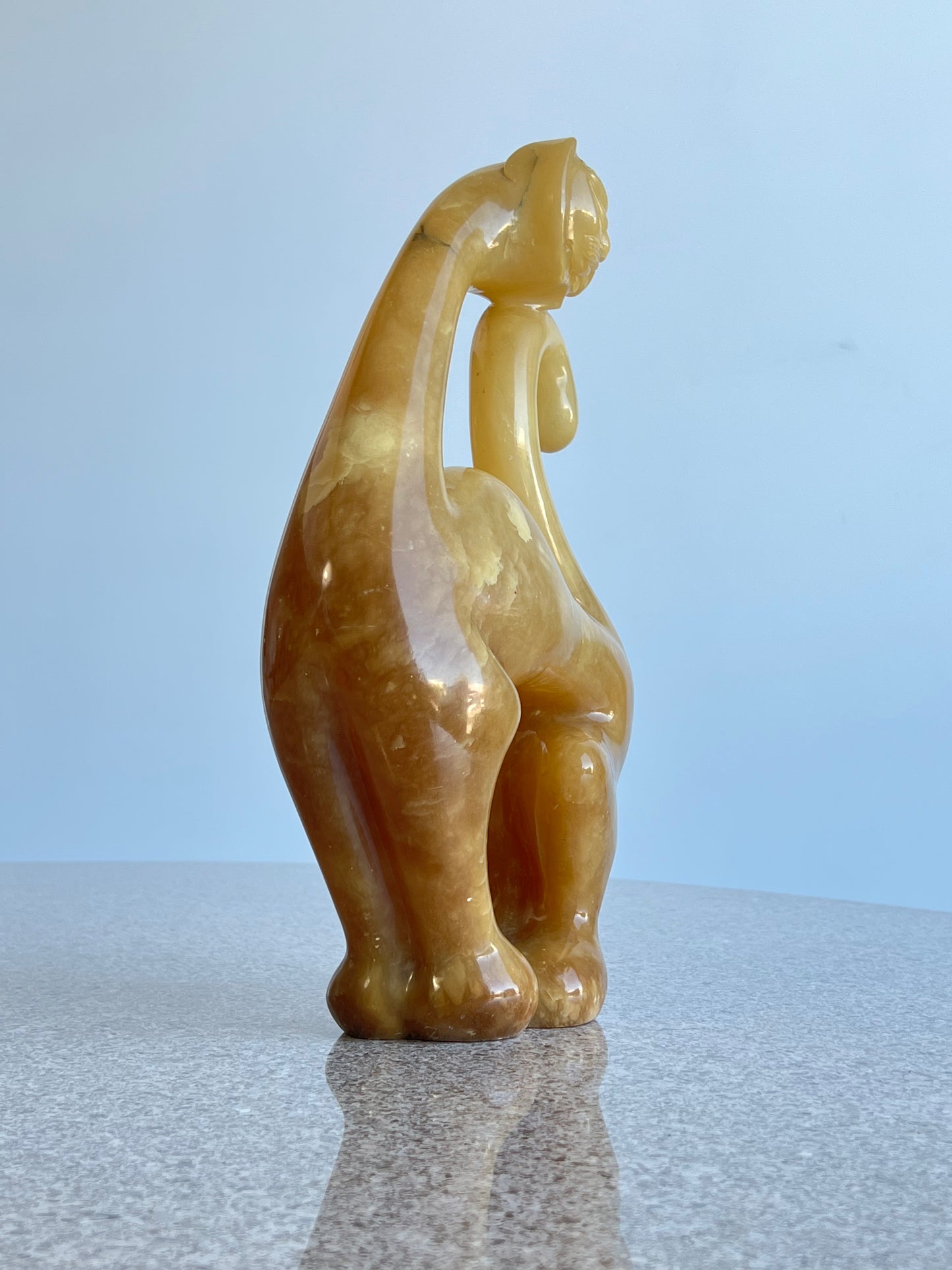 Italian Large in Amber and Onyx Cat Sculpture, 1970s