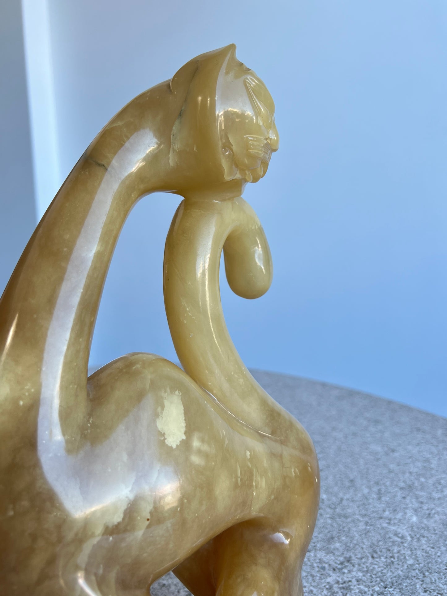 Italian Large in Amber and Onyx Cat Sculpture, 1970s