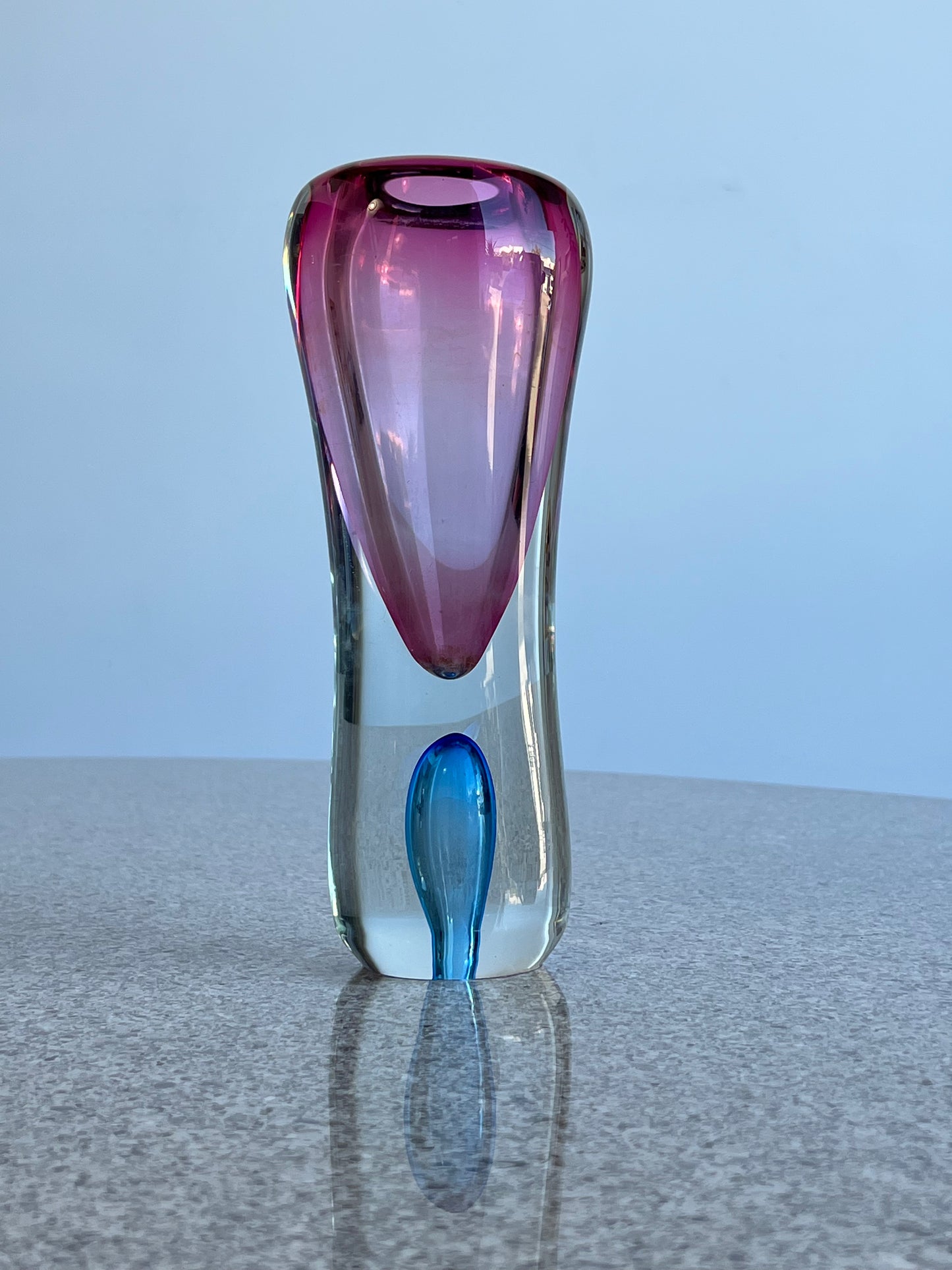 Murano Sommerso Pink and Blue Glass Vase, 1960s