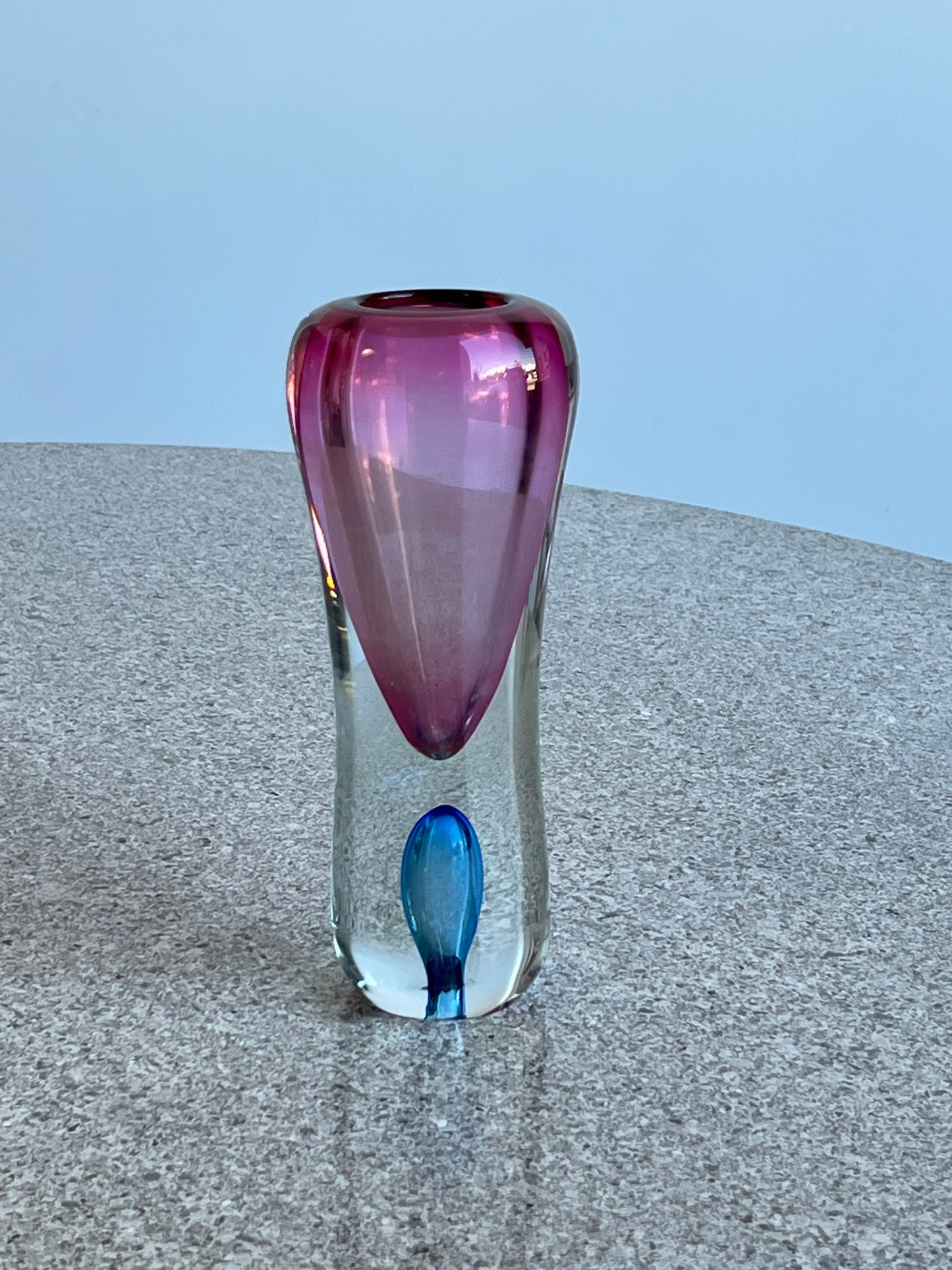 Murano Sommerso Pink and Blue Glass Vase, 1960s