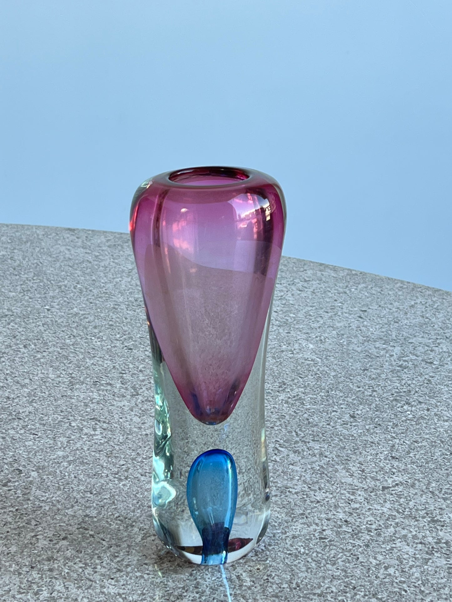 Murano Sommerso Pink and Blue Glass Vase, 1960s